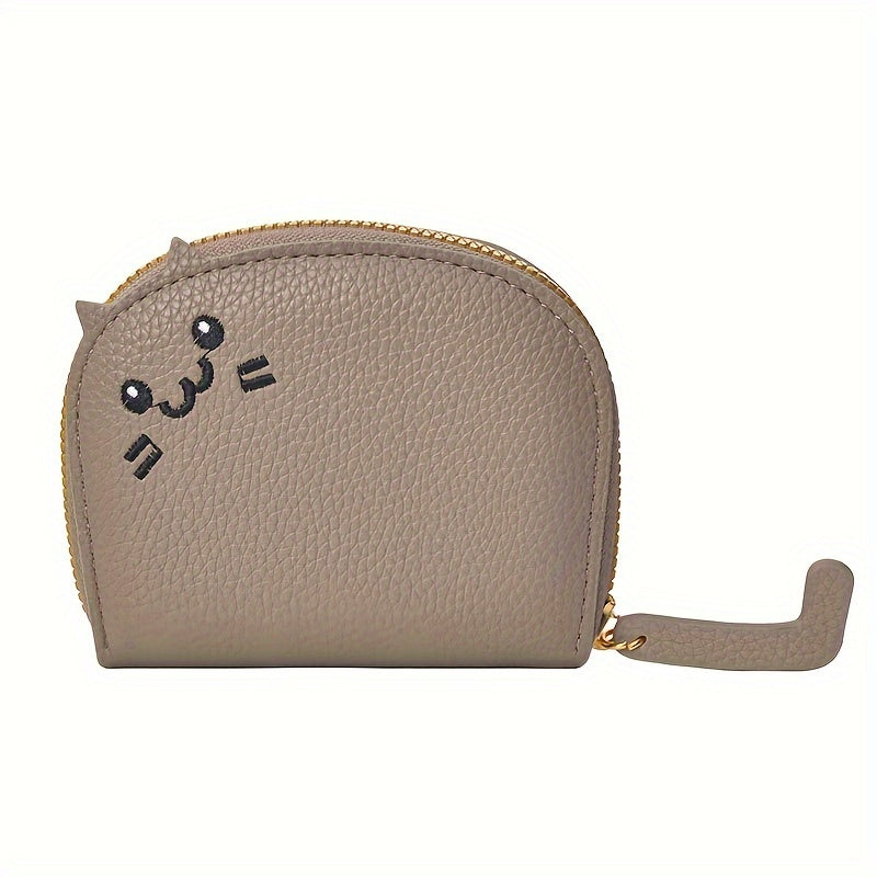Cute Cartoon Cat Mini Coin Purse, Sweet Style Faux Leather Wallet With Multiple Card Slots(10.49cmx 8.99cm)