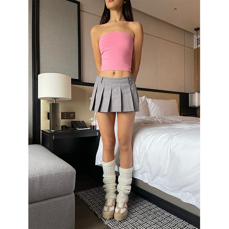 Antmvs Nana Solid Color Baby Pink Sleeveless Tube Cropped Top