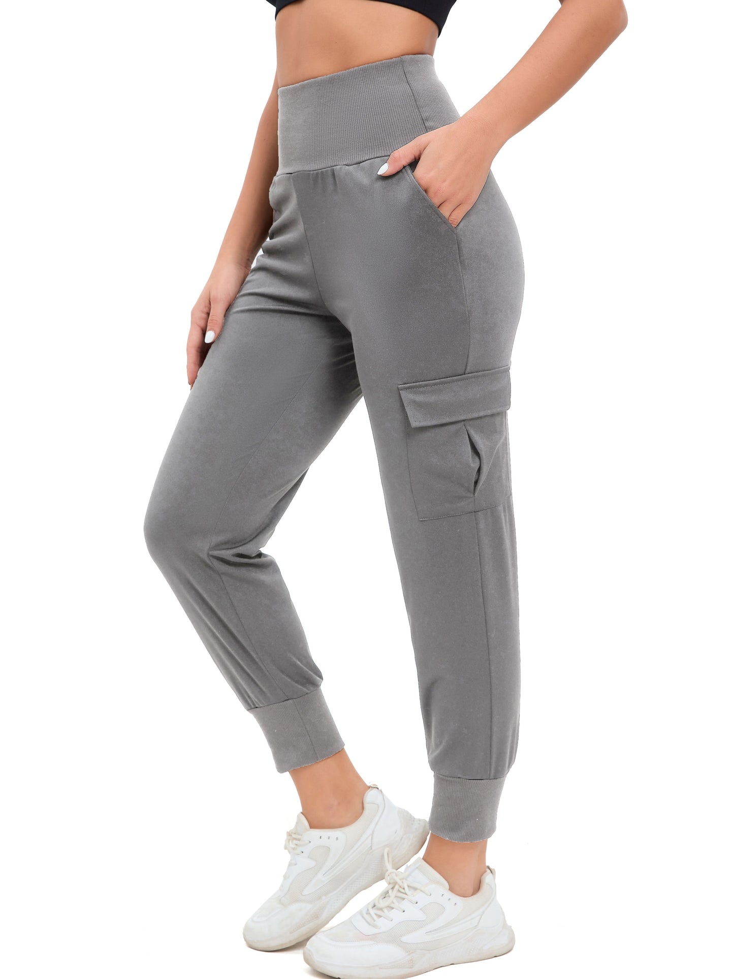 Antmvs Loose Slant Pocket Yoga Jogger Pants, Casual Sweatpants High Waist Quick Running Training Sports Athletic Sweatpants, Women's Athleisure