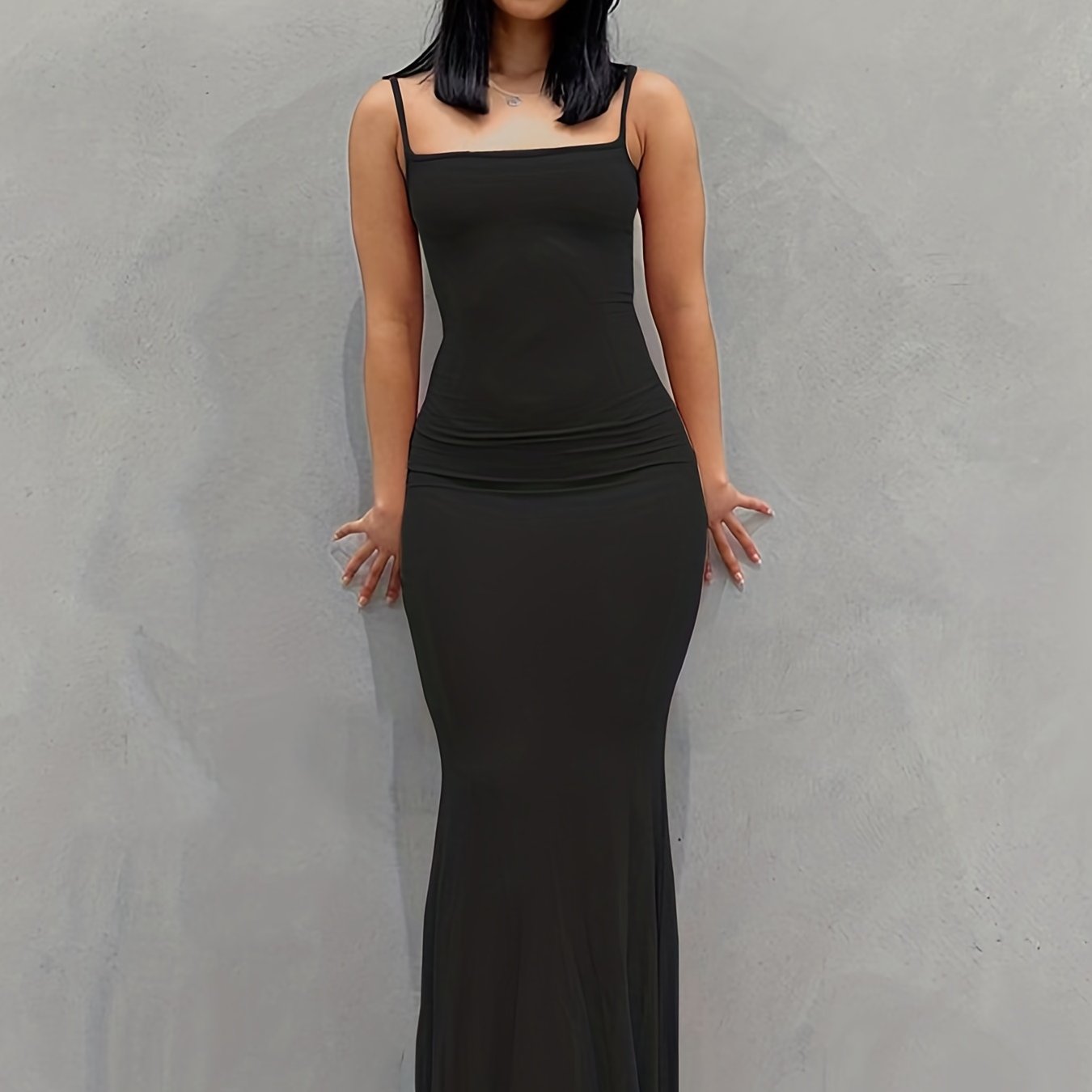 Antmvs Cami Bodycon Dresses ,Sexy Maxi Sleeveless Solid For Party Night, Women's Dresses