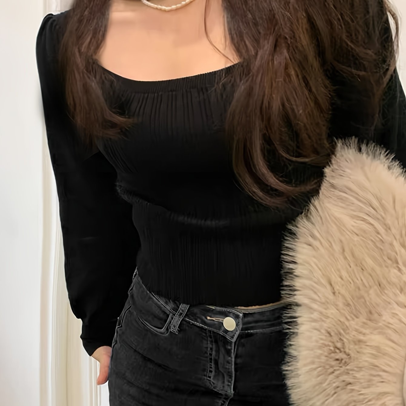 Antmvs Solid Color Halter Neck Pullover Sweater, Y2K Cut Out Long Sleeve Slim Sweater For Fall & Winter, Women's Clothing