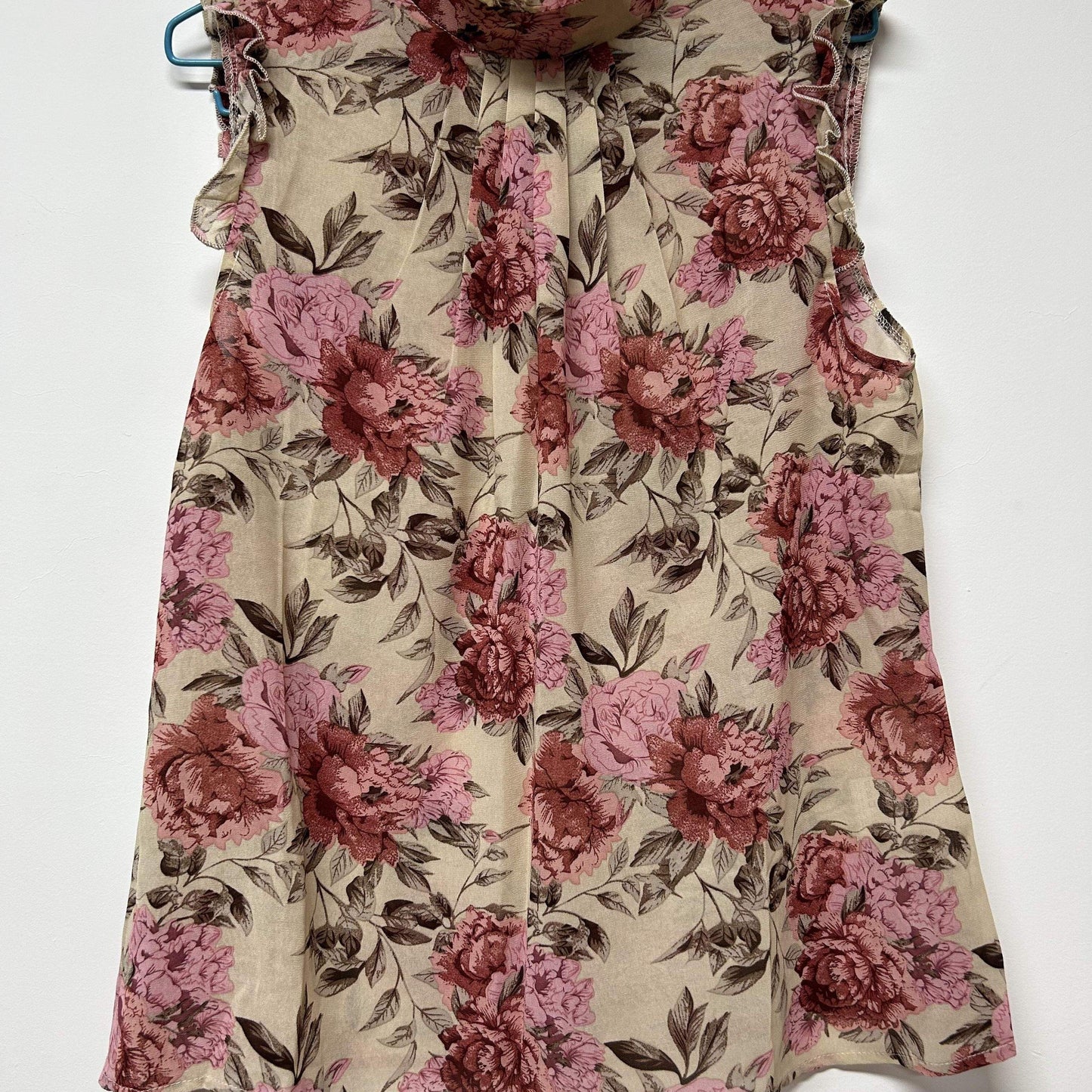 Antmvs Floral Print Ruffle Trim Blouse, Elegant Mock Neck Blouse For Spring & Summer, Women's Clothing