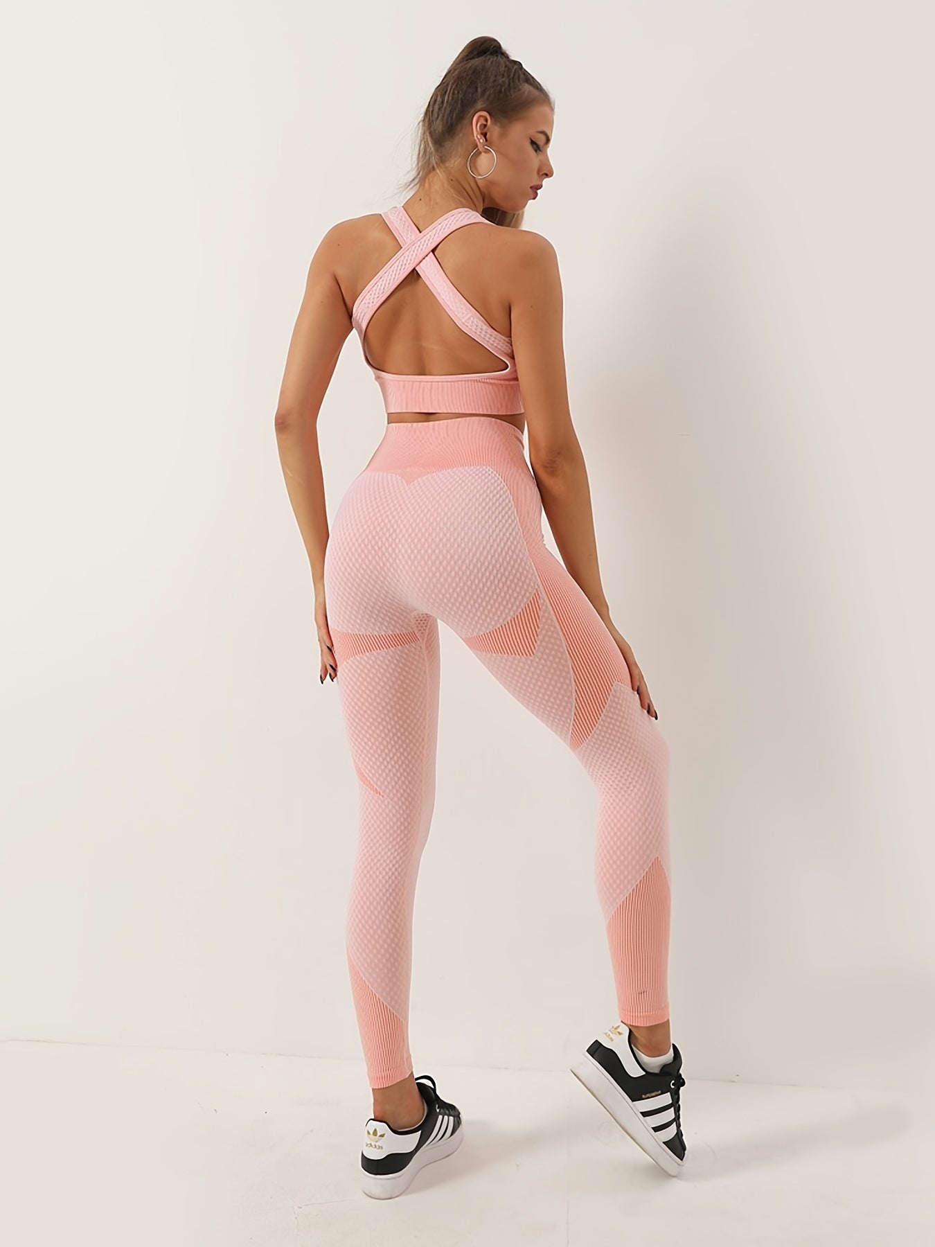 Antmvs Two Tune Color Quick Drying Leggings, High Waist Slimming Yoga Fitness Workout Gym Sports Pants, Women's Activewear