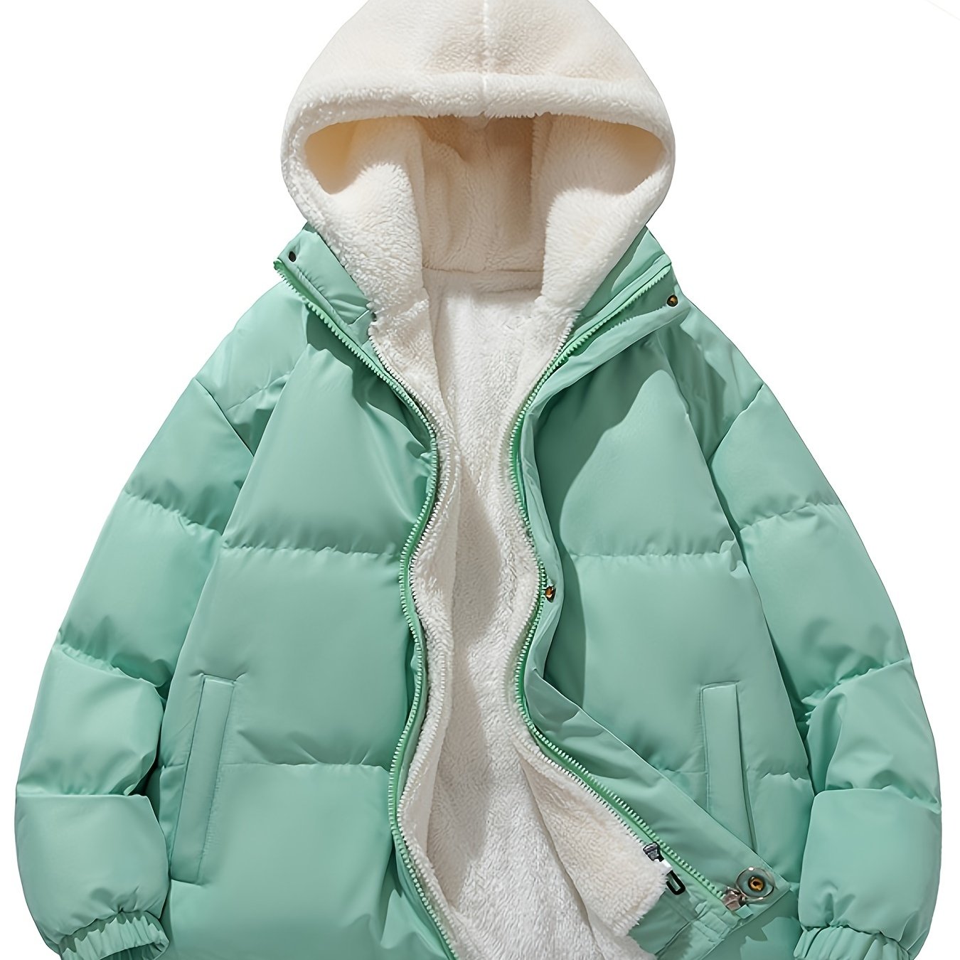 Antmvs Unisex Warm Fleece Hooded Winter Jacket, Casual Cotton Padded Coat For Men And Women Couples Fall Winter
