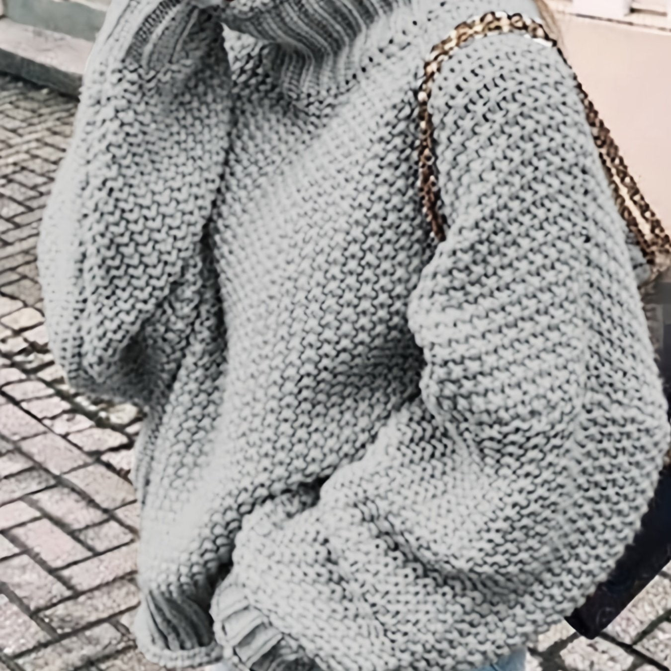 Antmvs Solid Turtle Neck Pullover Sweater, Casual Long Sleeve Sweater For Fall & Winter, Women's Clothing