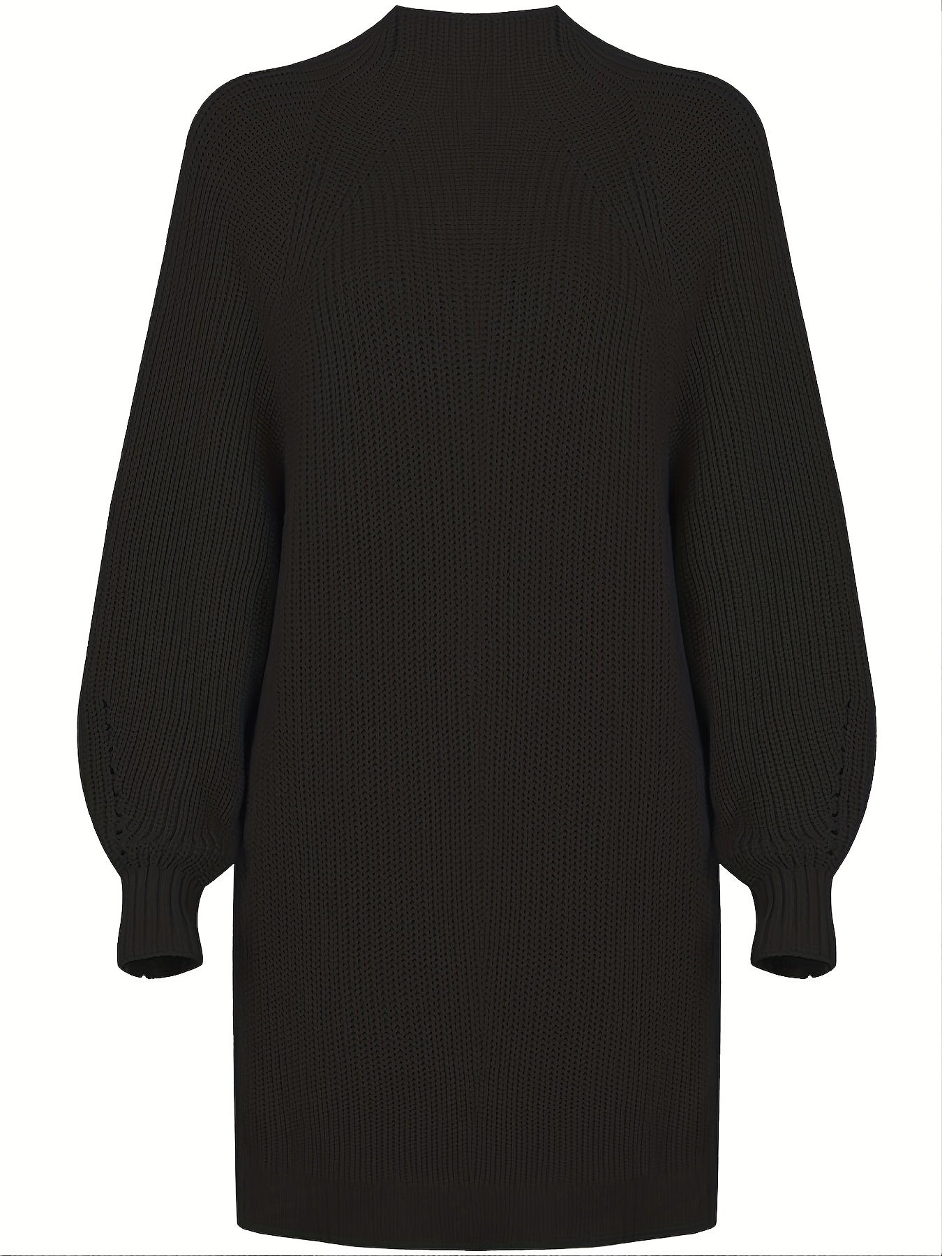 Antmvs Solid Knitted Pullover Top, Casual Turtleneck Long Sleeve Sweater For Fall & Winter, Women's Clothing