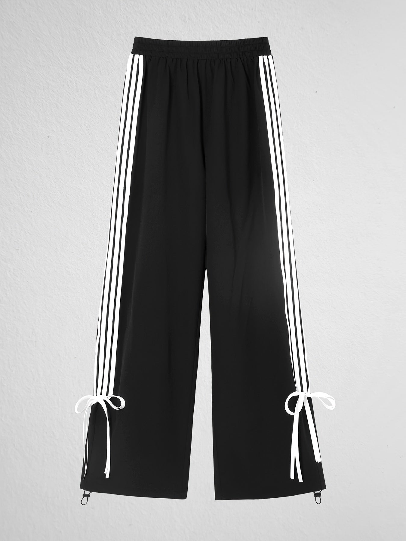 Antmvs Striped Print Loose Pants, Casual Bow Decor Pants For Spring & Fall, Women's Clothing