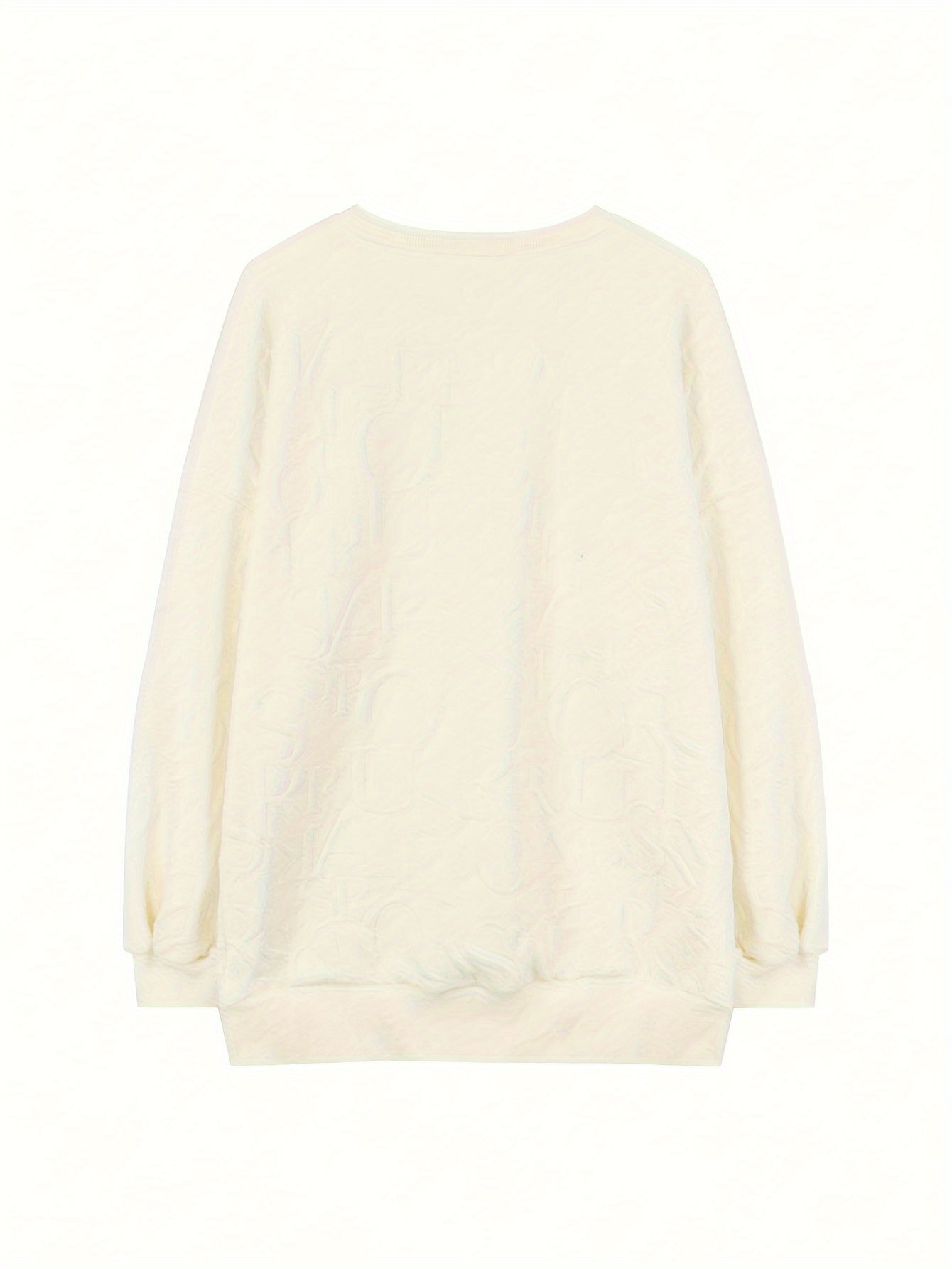 Antmvs Textured Crew Neck Sweatshirt, Casual Long Sleeve Drop Shoulder Sweatshirt For Spring & Fall, Women's Clothing