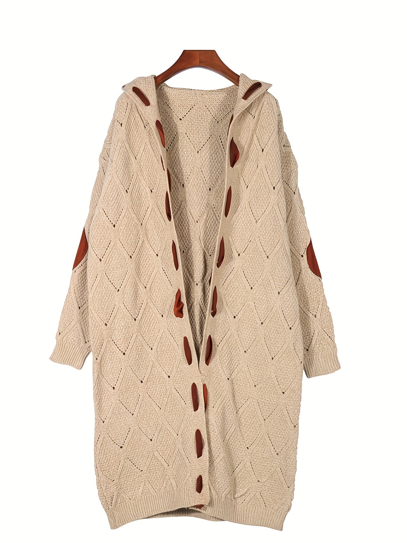 Antmvs Color Block Open Front Cardigan, Vintage Long Sleeve Knitted Cardigan For Spring & Fall, Women's Clothing
