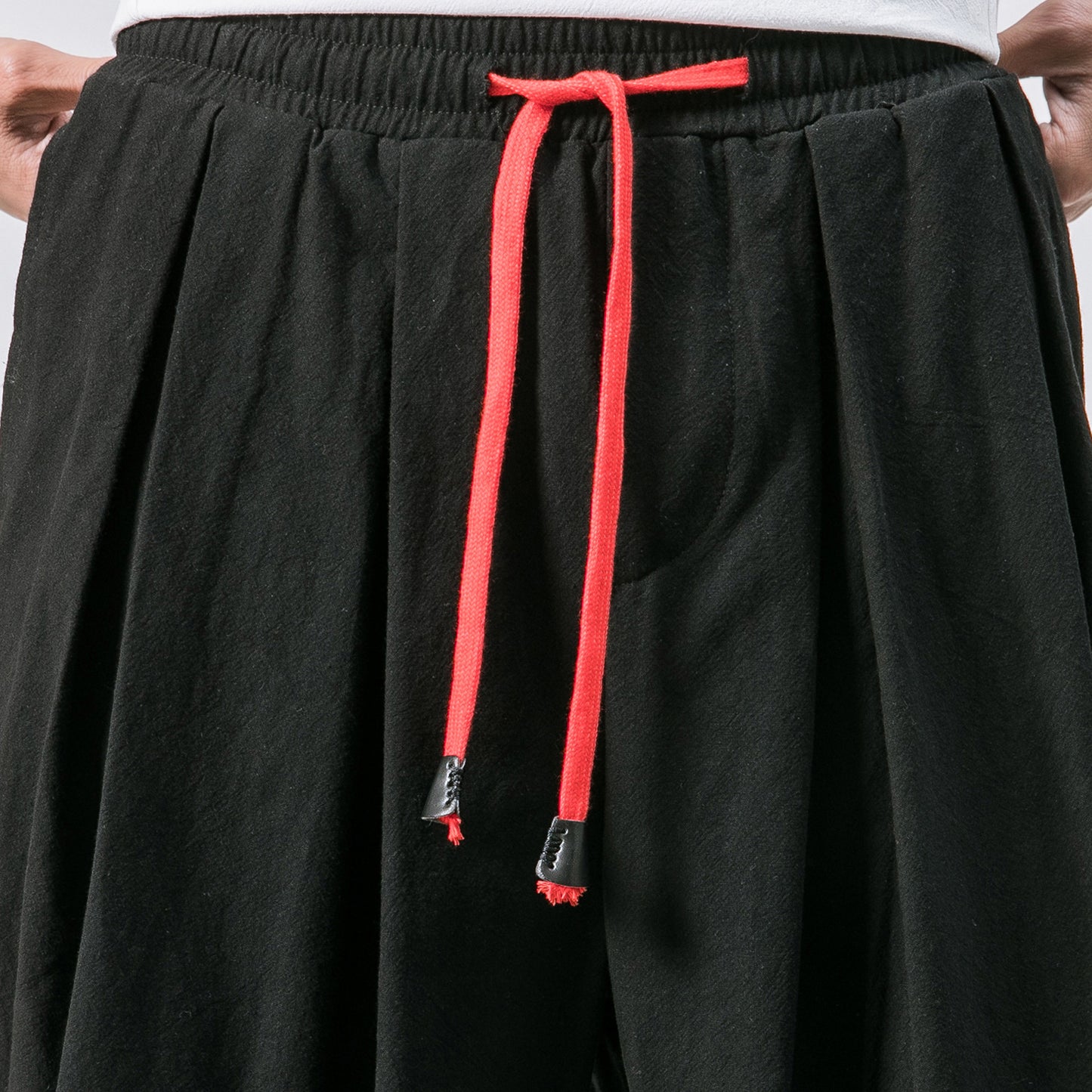 ANTMVS Chinese Style Japanese Style Linen Casual Pants Men's Cropped Loose Wide Leg Ankle-Tied Fat Fashion Brand plus-Sized plus Size Harem Pants