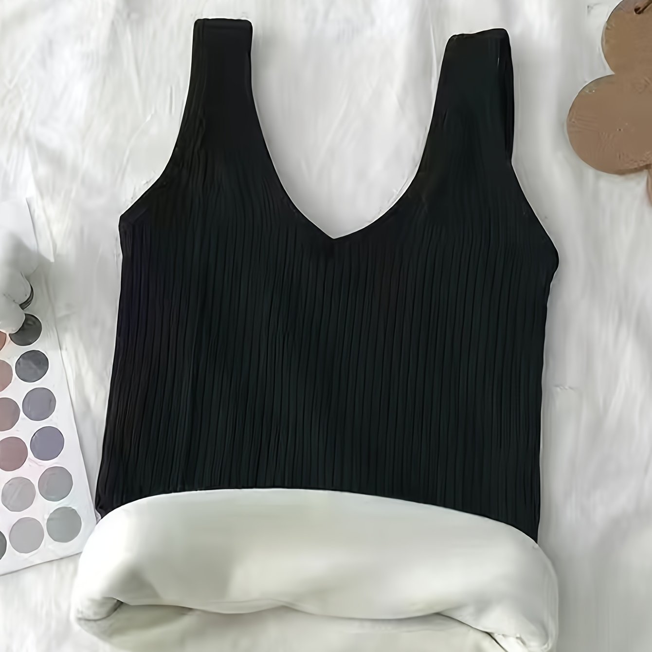 Antmvs Girls Thermal Vest Velvet Thick V-neck Sling Cold-proof Bottoming Thermal Garment For 14-20 Y