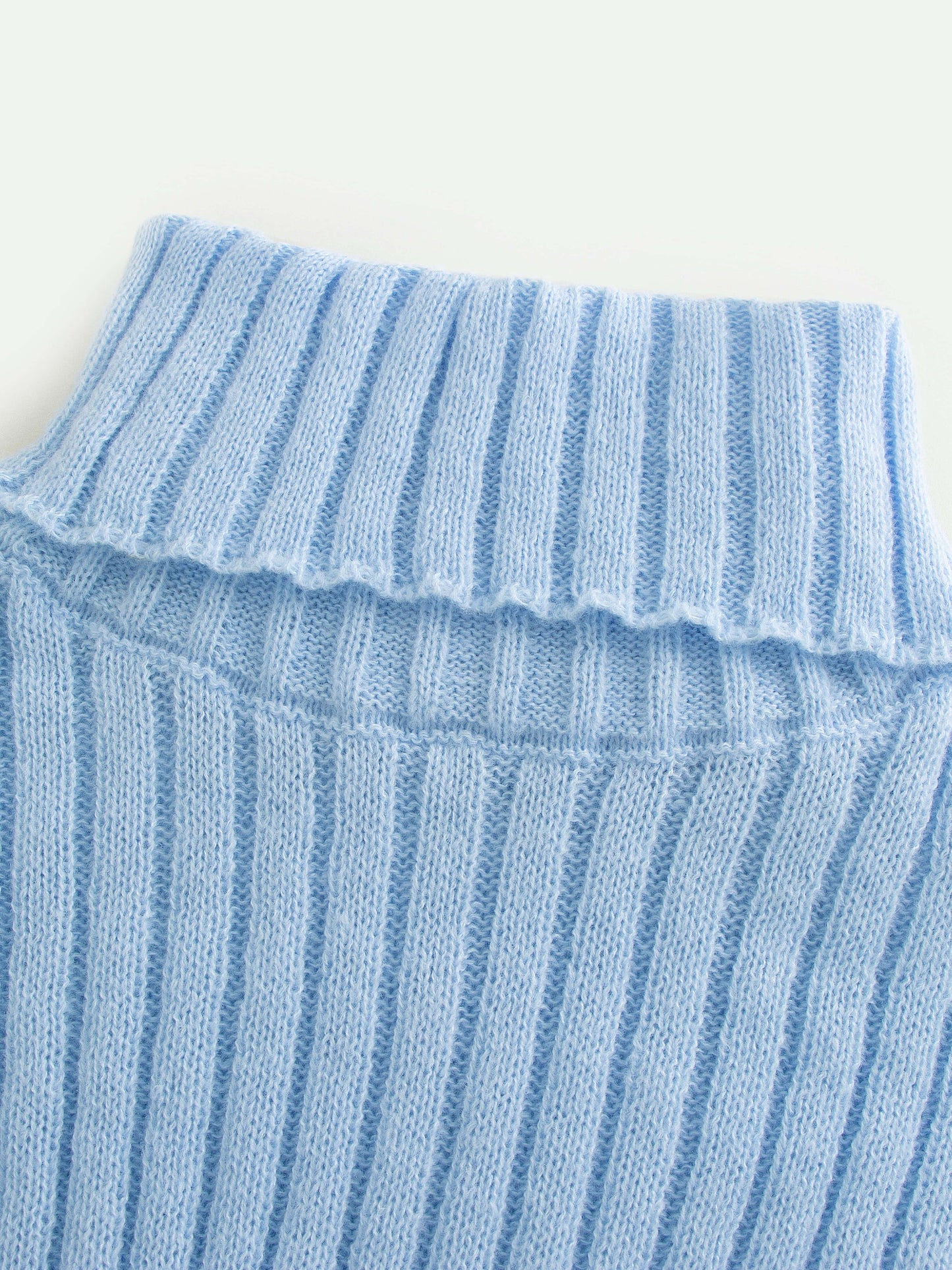 Antmvs Plus Size Casual Sweater, Women's Plus Plain Ribbed Long Sleeve Turtle Neck Sweater