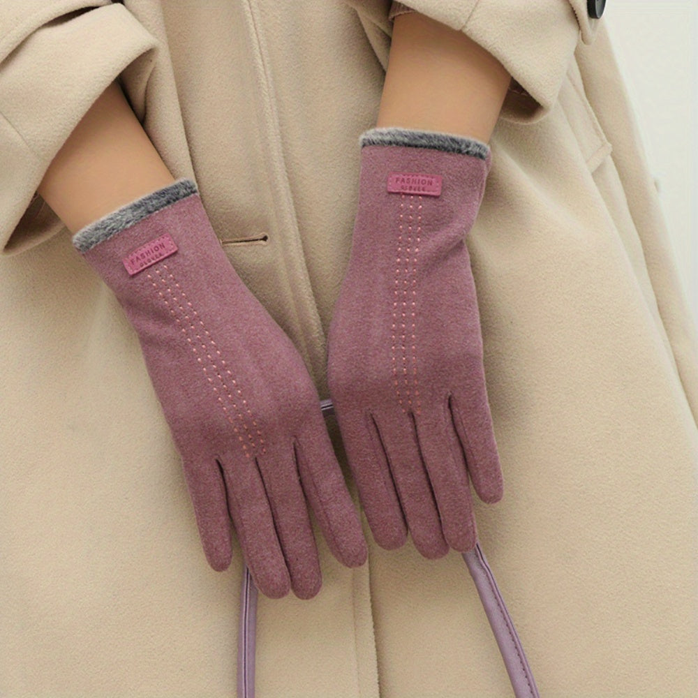 Women's Fleece Lined Winter Gloves, Windproof Touch Screen Outdoor Thermal Cycling Driving Gloves