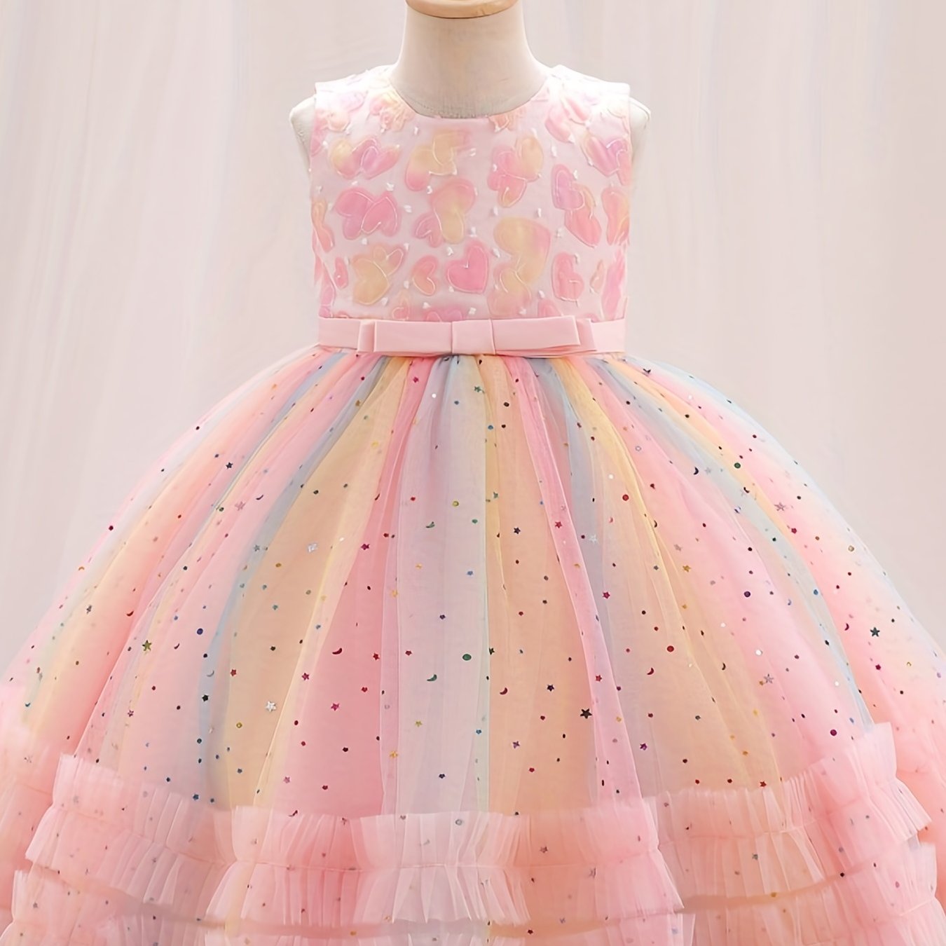 One-year-old Girls Dreamy Princess Gauze Dress - Elegant & Fluffy Formal Wear for Stylish Show-Stoppers - Perfect Birthday Party Outfit, Soft & Breathable