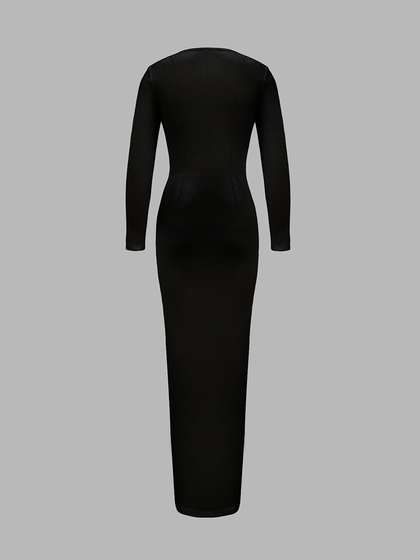 Antmvs Women's V Neck Ruched Sweater Dresses Puff Long Sleeve Sexy Side Slit Midi Knit Dress