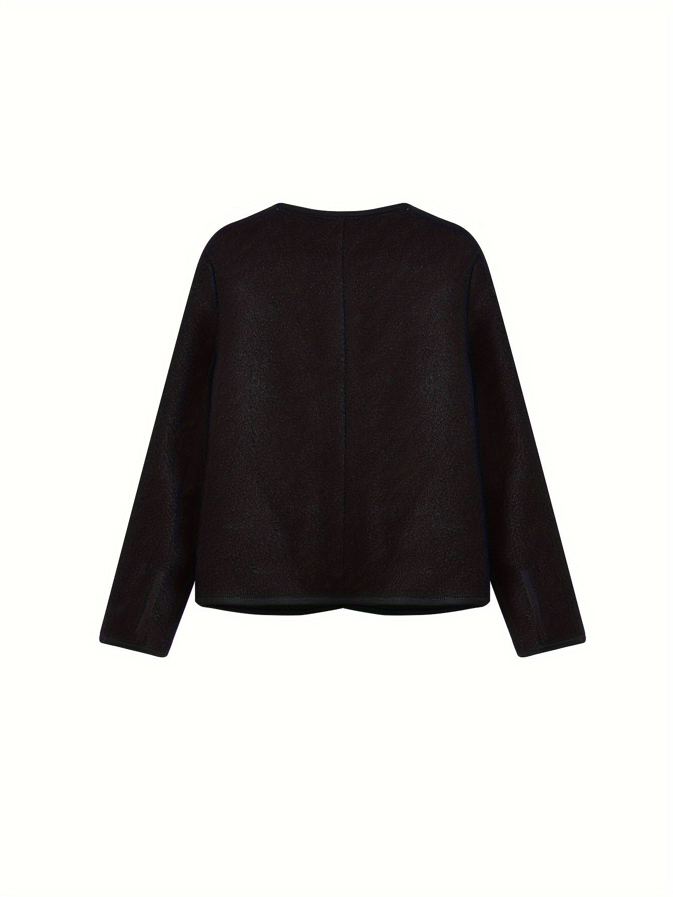 Antmvs Solid Color Button Front Coat, Chic Long Sleeve Outerwear For Fall & Winter, Women's Clothing