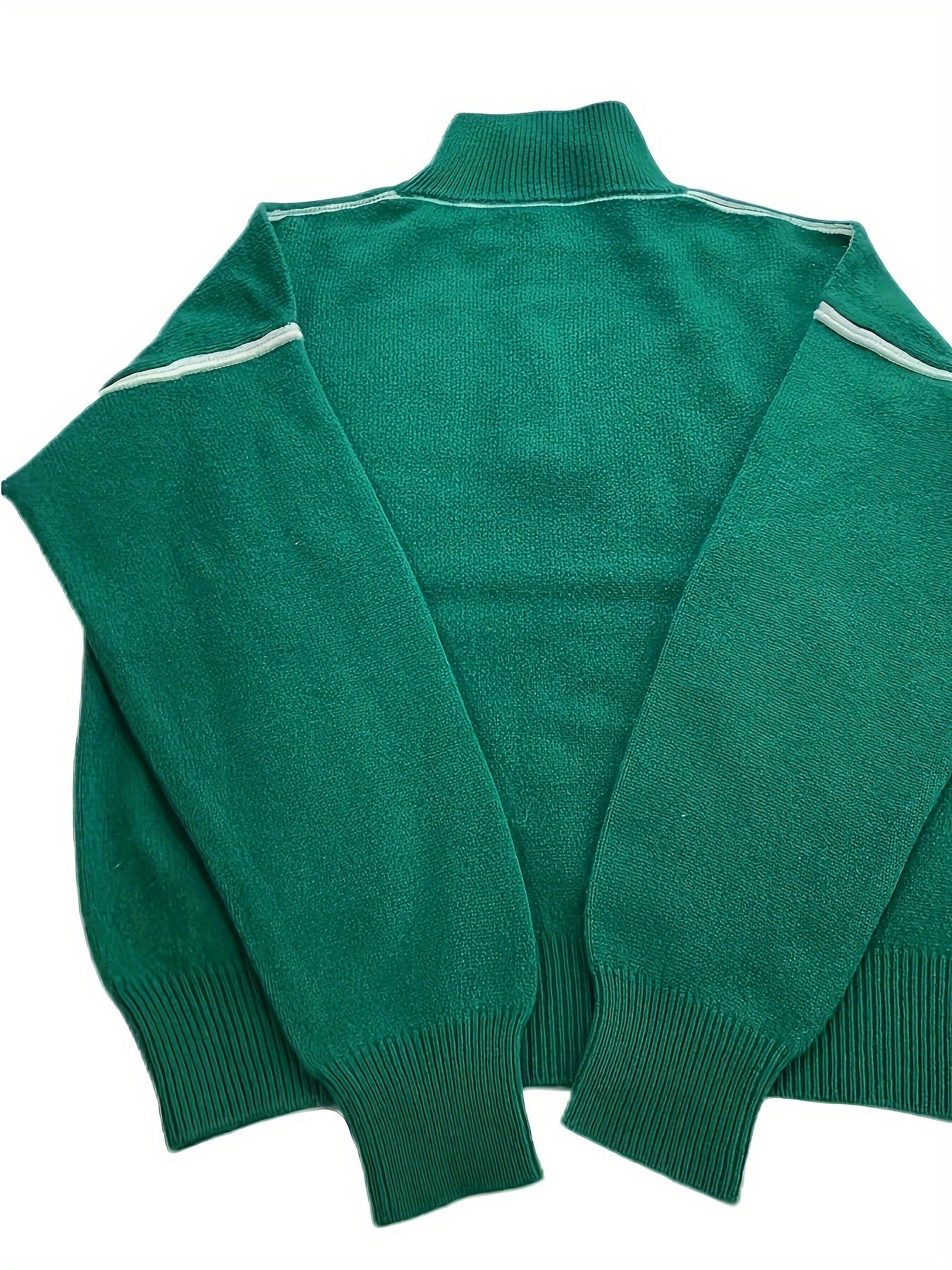 Antmvs Zip Turtle Neck Pullover Sweater, Casual Long Sleeve Wool Thermal Sweater, Women's Clothing