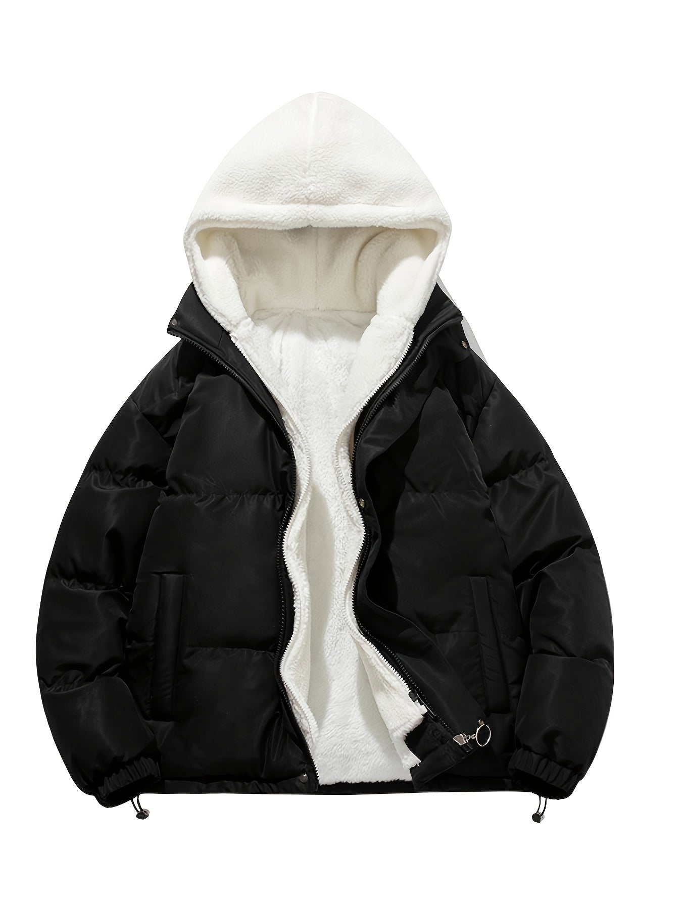 Antmvs Unisex Warm Fleece Hooded Winter Jacket, Casual Cotton Padded Coat For Men And Women Couples Fall Winter