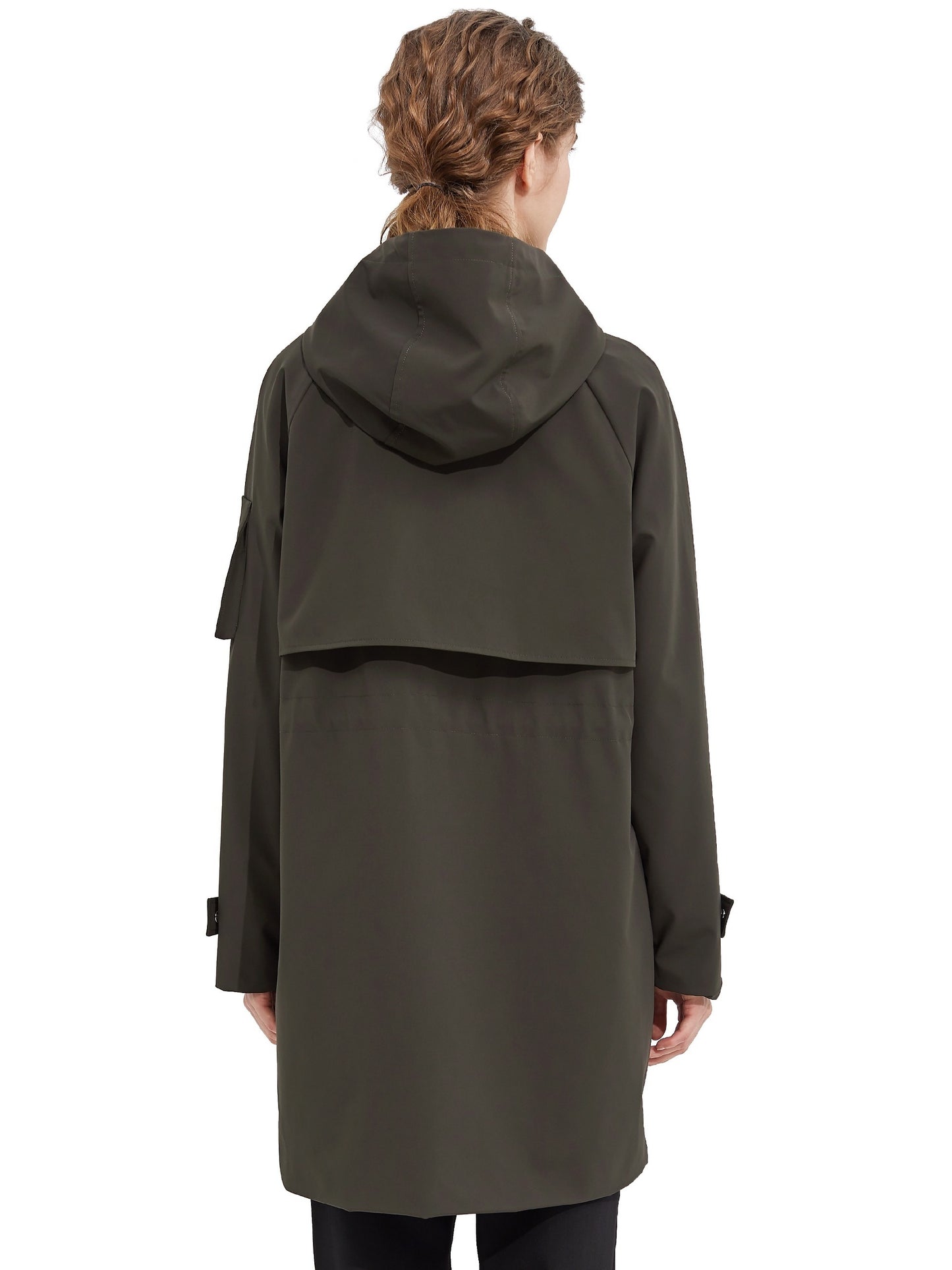 Antmvs Drawstring Hooded Coat, Casual Solid Button Front Long Sleeve Outerwear, Women's Clothing