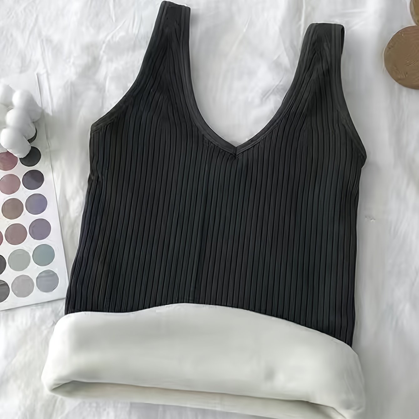 Antmvs Girls Plus Velvet Thick Vest Solid Color Warm Body-con Bottoming Vest For 13-18 Y