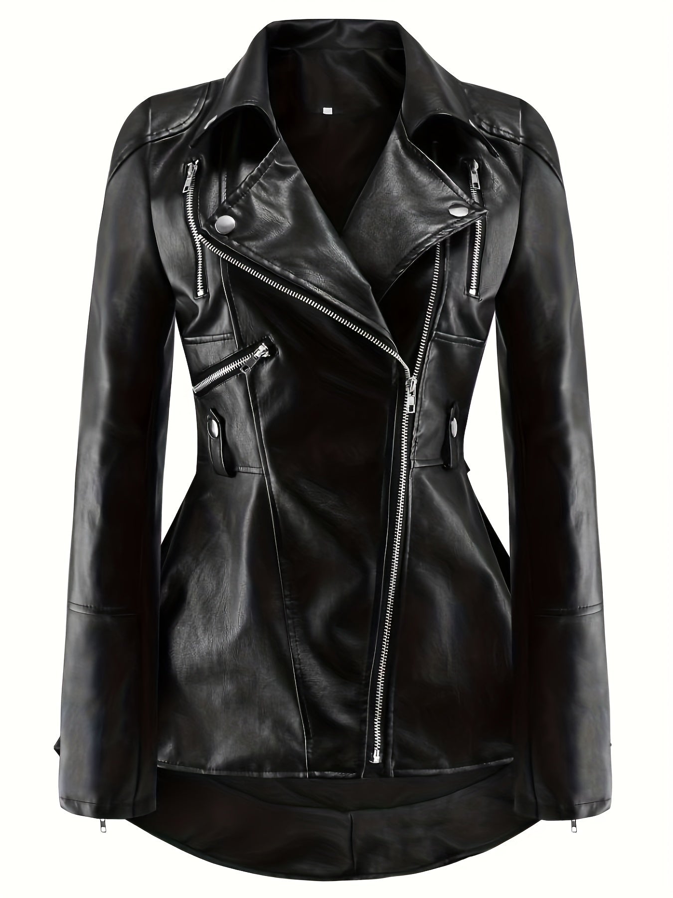 Antmvs Zip Up Lapel Neck Jacket, Streetwear Long Sleeve Jacket For Fall & Winter, Women's Clothing