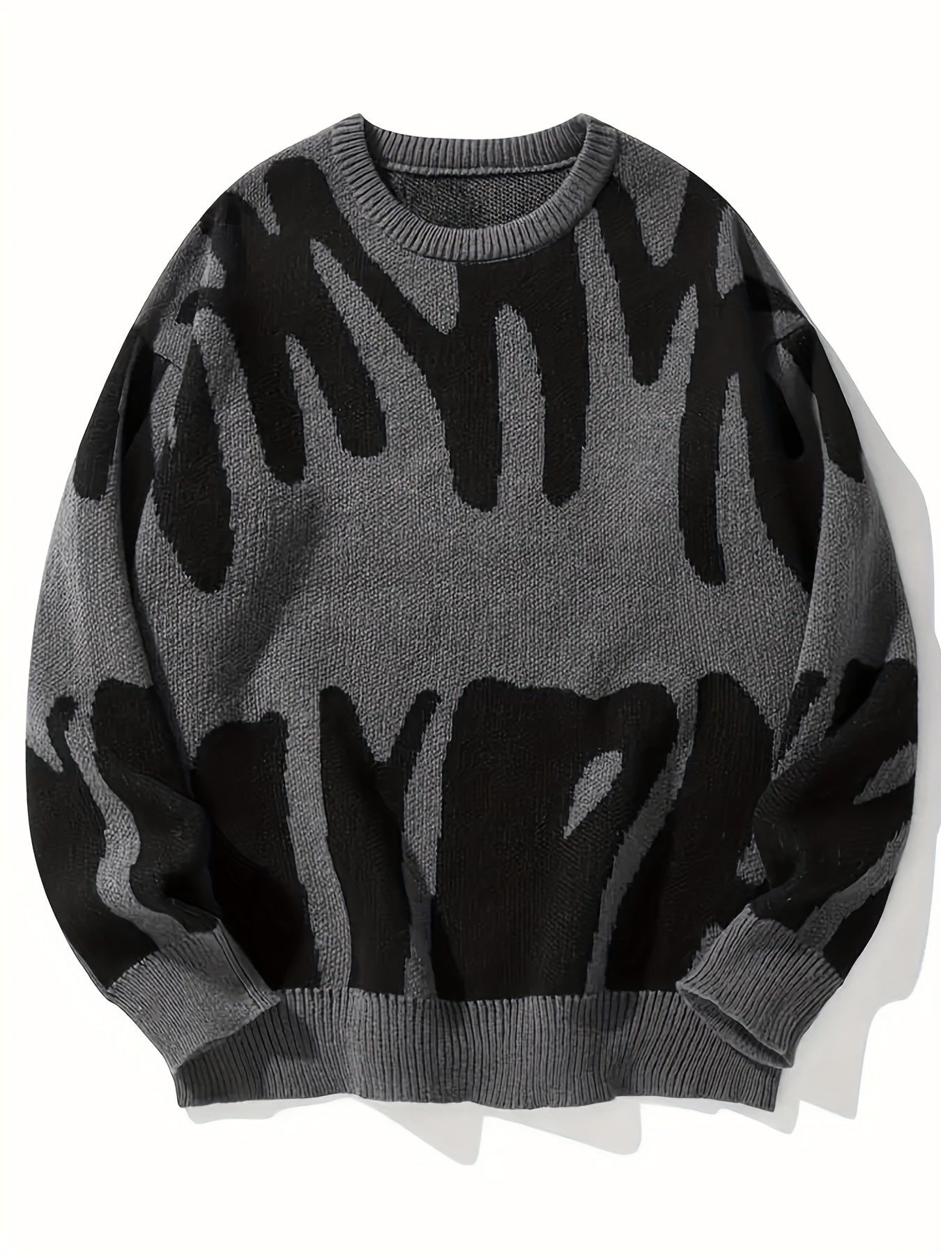 Antmvs Y2K Graphic Pattern Pullover Sweater, Crew Neck Long Sleeve Sweater, Women's Clothing
