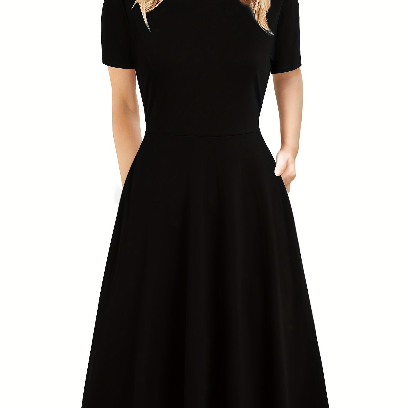 Antmvs Elegant Retro A-line Dress, Short Sleeve Casual Dress For Spring & Summer, Women's Clothing