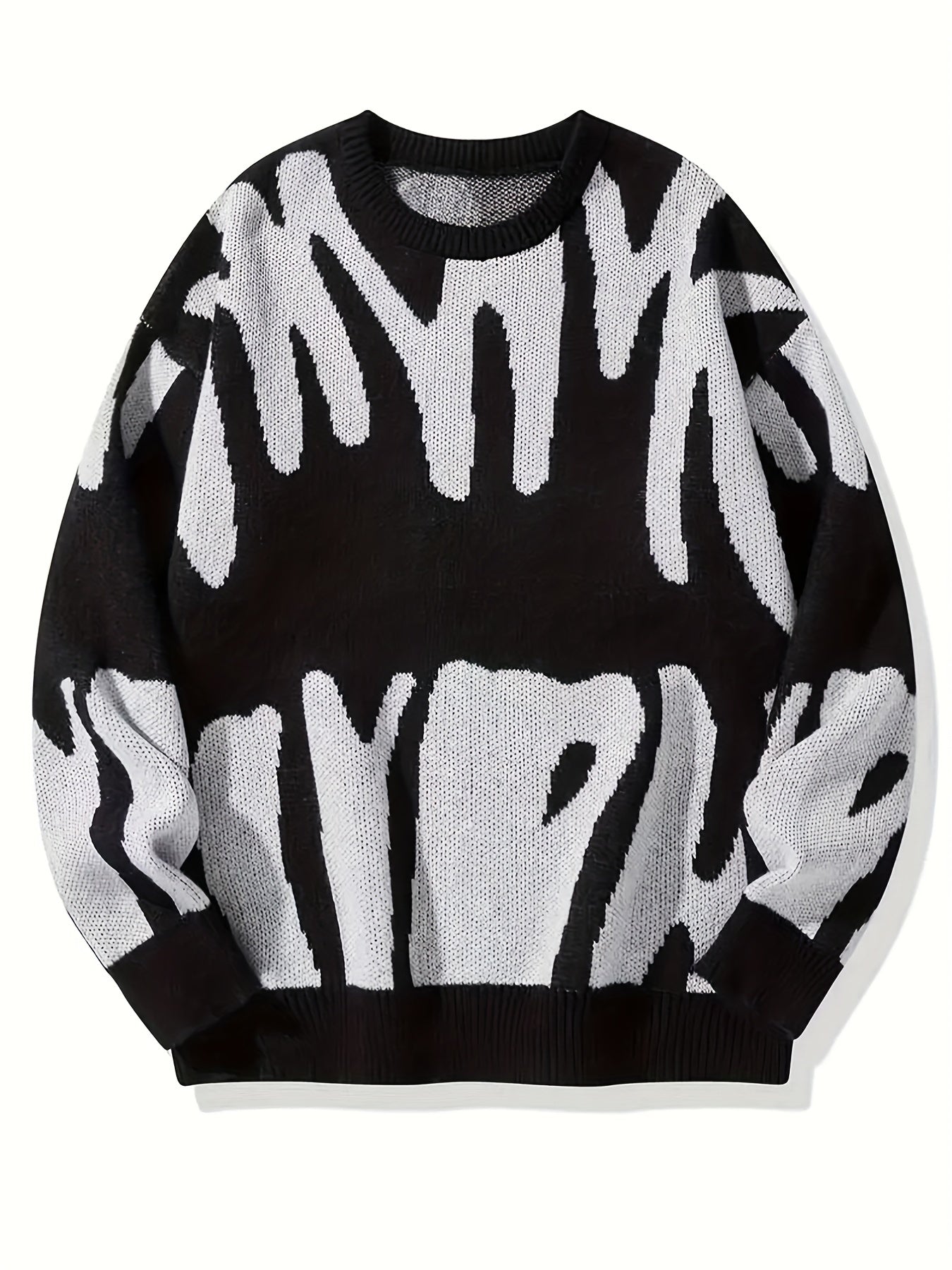 Antmvs Y2K Graphic Pattern Pullover Sweater, Crew Neck Long Sleeve Sweater, Women's Clothing