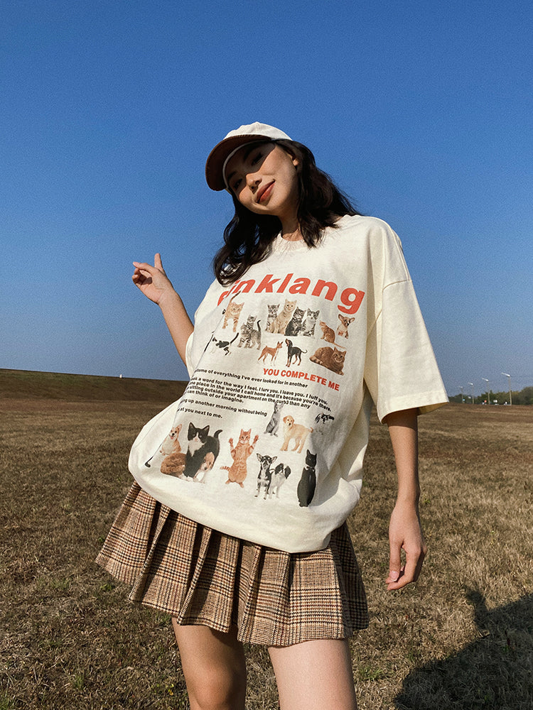 Antmvs Einklang Retro Graphic Letter Print Short Sleeve T-shirt Top