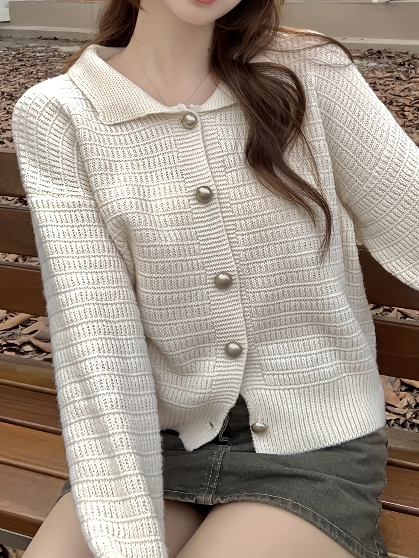Antmvs Solid Button Front Cardigan, Casual Long Sleeve Drop Shoulder Outwear, Women's Clothing