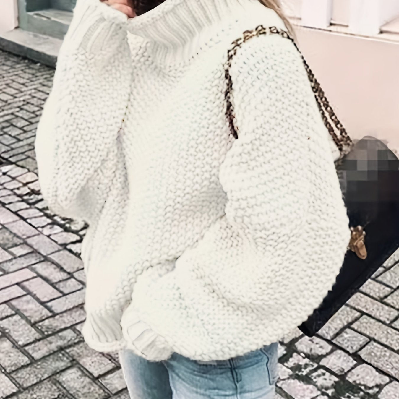 Antmvs Solid Turtle Neck Pullover Sweater, Casual Long Sleeve Sweater For Fall & Winter, Women's Clothing