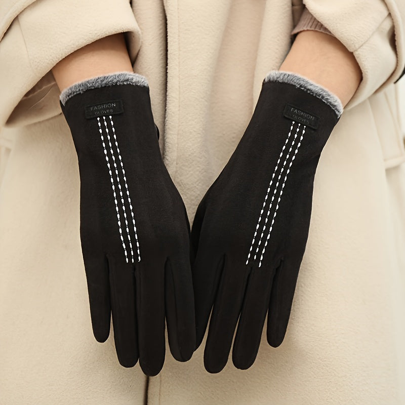 Women's Fleece Lined Winter Gloves, Windproof Touch Screen Outdoor Thermal Cycling Driving Gloves