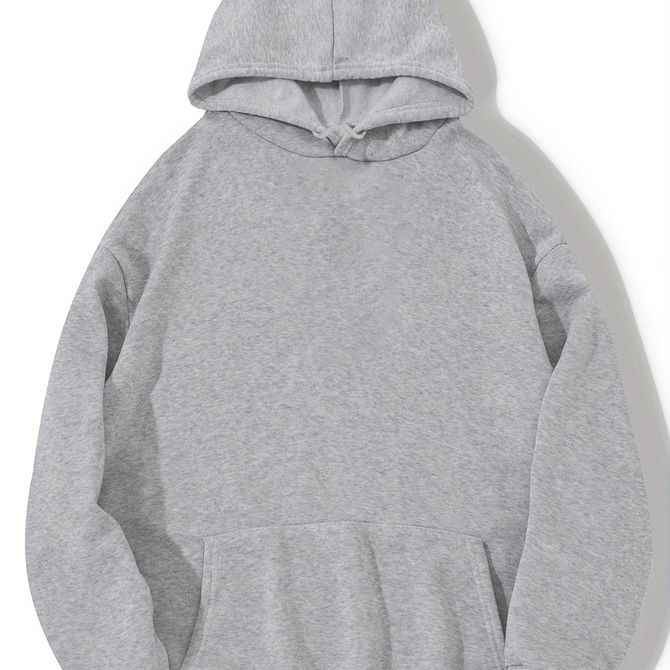 Antmvs Grey Thermal Hoodies, Kangaroo Pocket Casual Sweatshirt For Fall & Winter, Women's Clothing