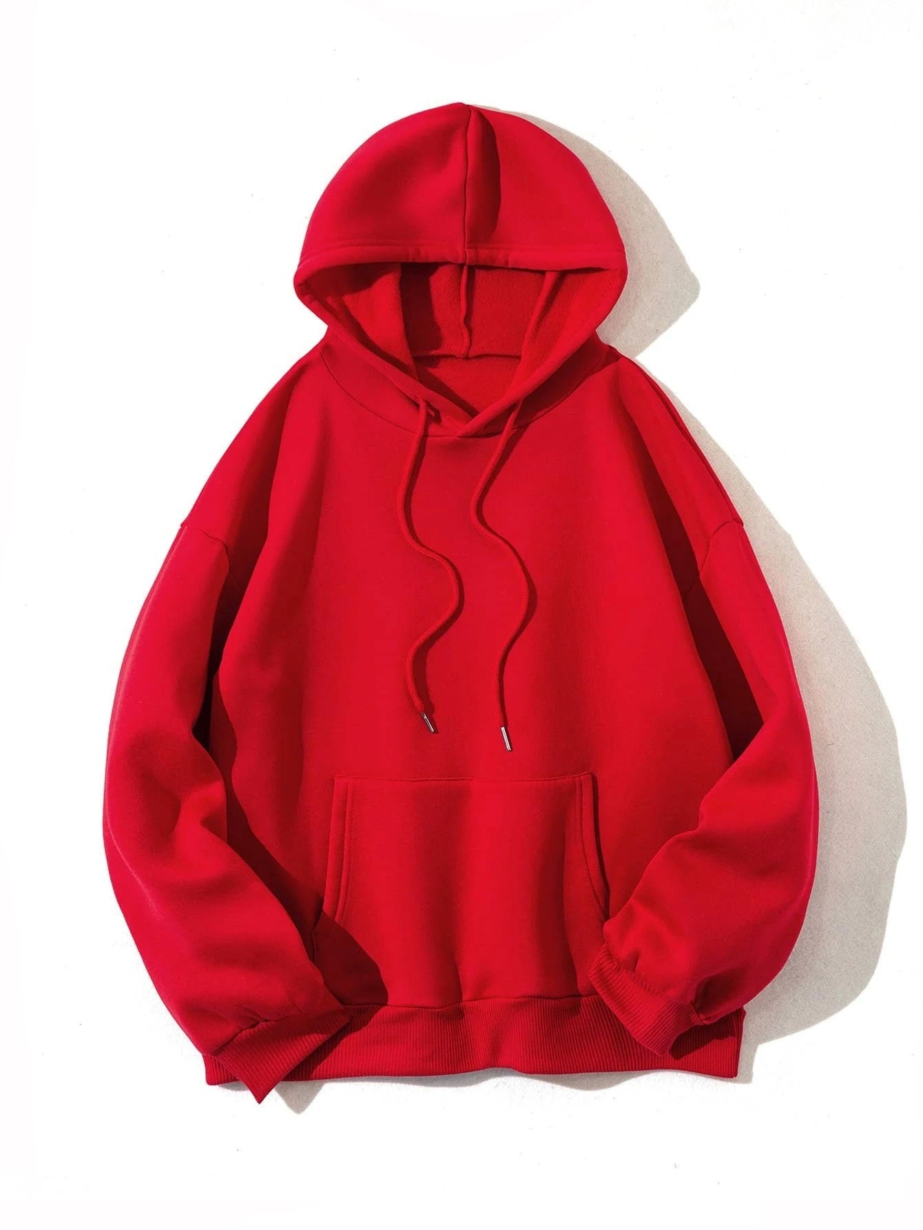 Antmvs Plus Size Casual Sweatshirt, Women's Plus Slogan Print Long Sleeve Drawstring Hooded Sweatshirt With Pockets