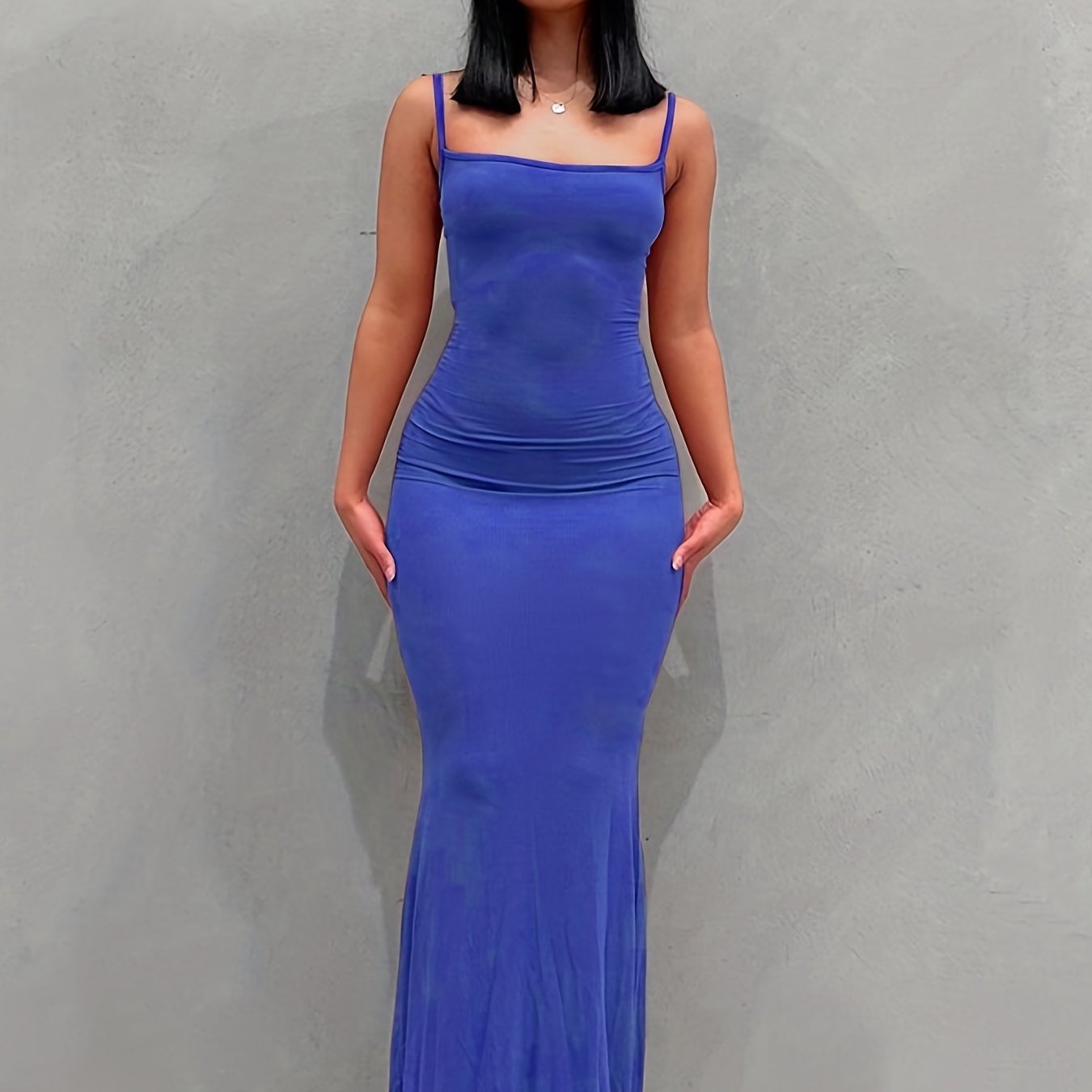 Antmvs Cami Bodycon Dresses ,Sexy Maxi Sleeveless Solid For Party Night, Women's Dresses