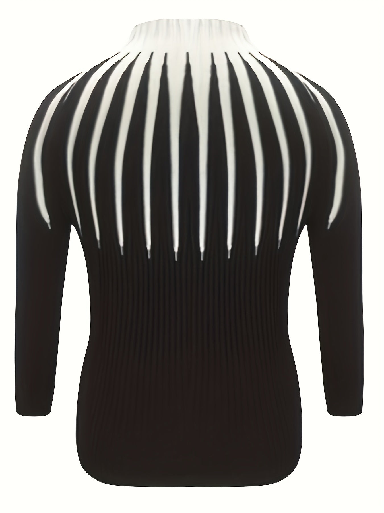 Antmvs Graphic Pattern Mock Neck Pullover Sweater, Casual Long Sleeve Slim Sweater, Women's Clothing