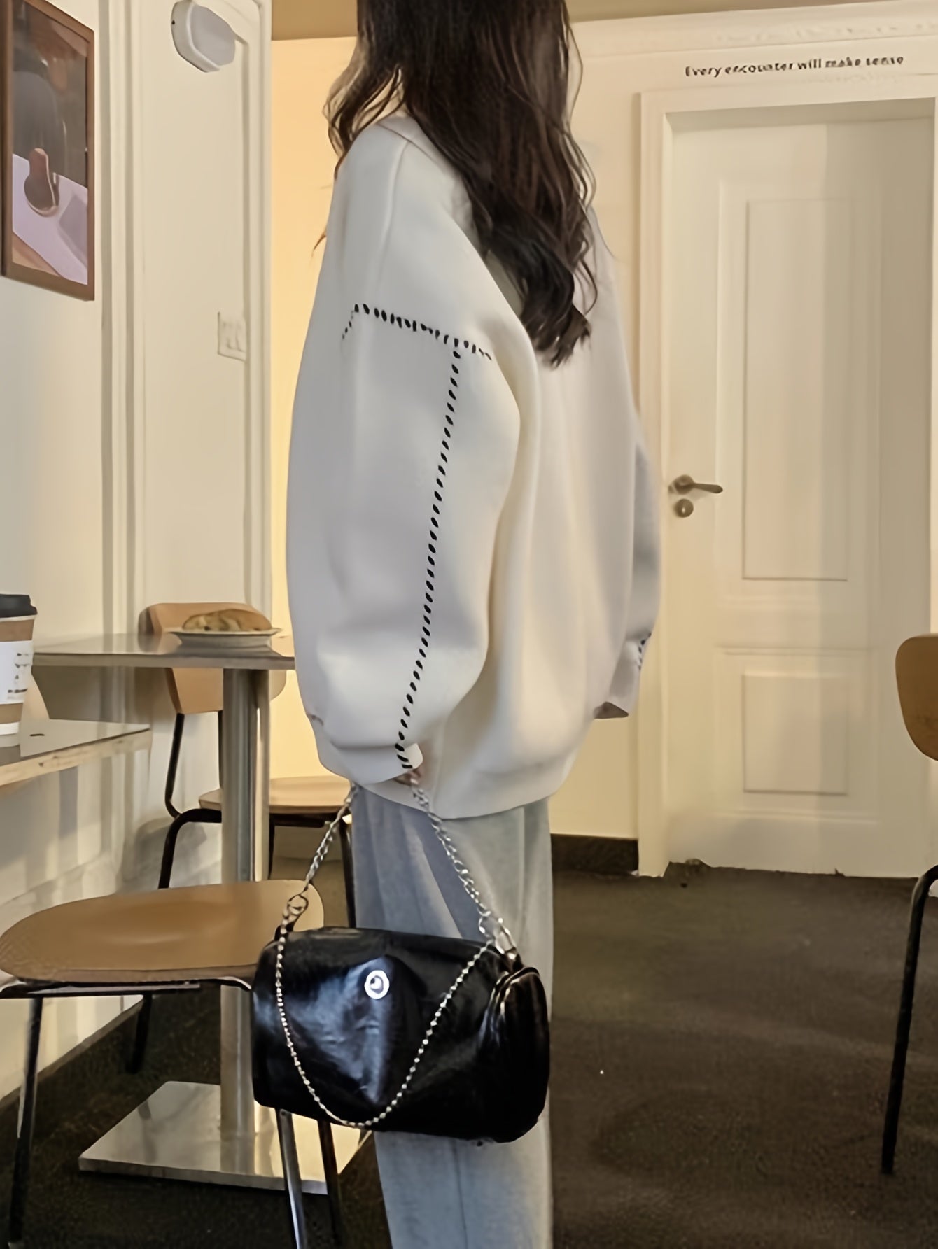 Antmvs Casual Button Down Knit Cardigan, Oversized Long Sleeve Sweater For Fall & Winter, Women's Clothing