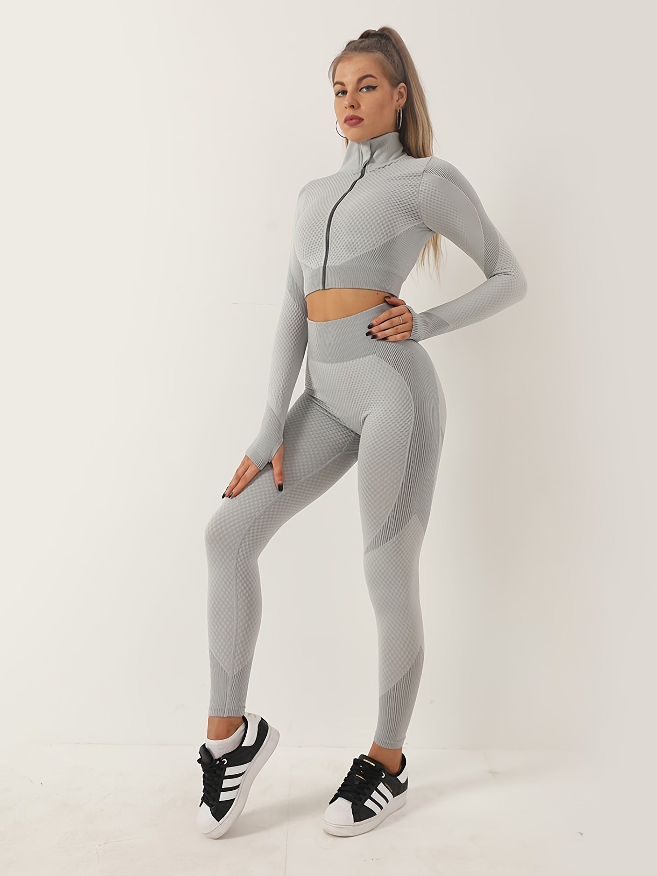 Antmvs Two Tune Color Quick Drying Leggings, High Waist Slimming Yoga Fitness Workout Gym Sports Pants, Women's Activewear