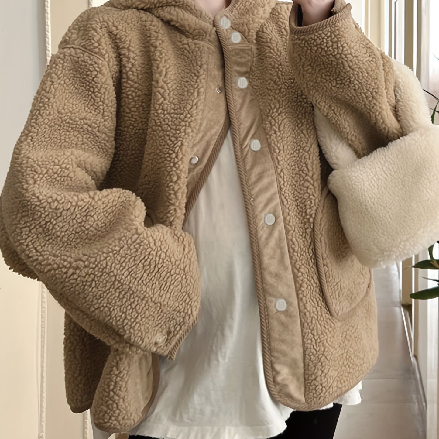Antmvs Women's Maternity Solid warm Fleece Hooded Jacket Fashion Fleece Thick Casual Hoodies Fall Winter, Pregnant Women's Clothing