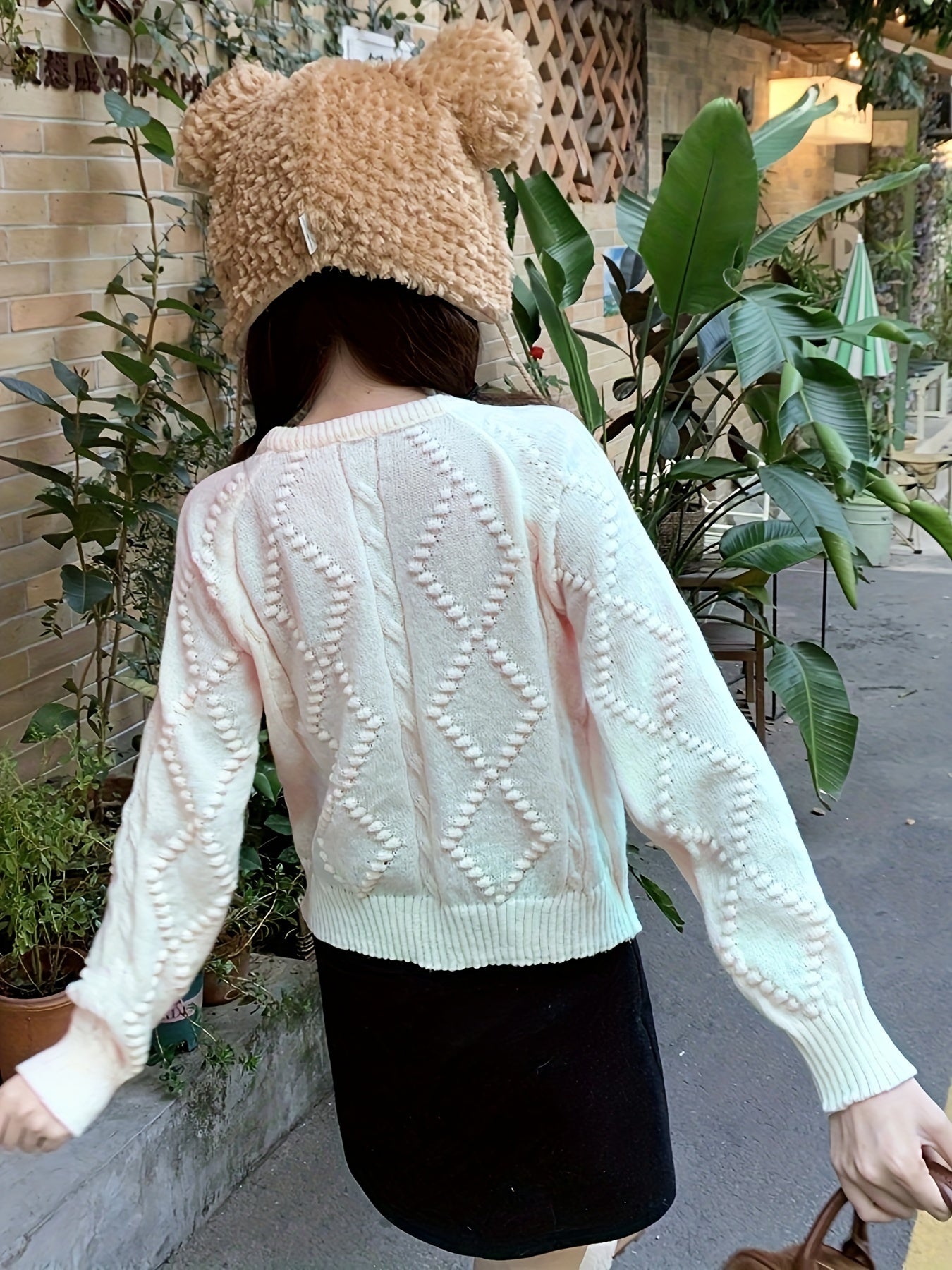 Antmvs Solid Zip Up Cable Knit Cardigan, Casual Long Sleeve Sweater For Spring & Fall, Women's Clothing