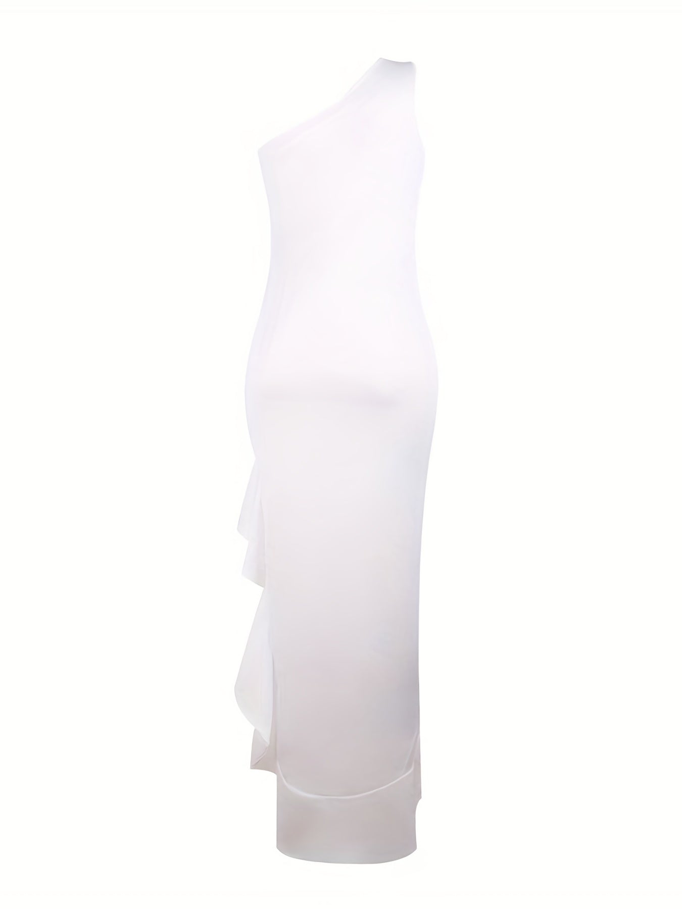 Antmvs Ruffle Trim Twist Dress, Sexy One Shoulder Sleeveless Maxi Dress, Women's Clothing