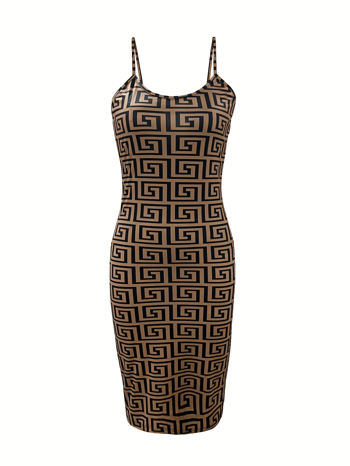 Antmvs Allover Print Backless Dress, Sexy Spaghetti Strap Bodycon Dress, Women's Clothing