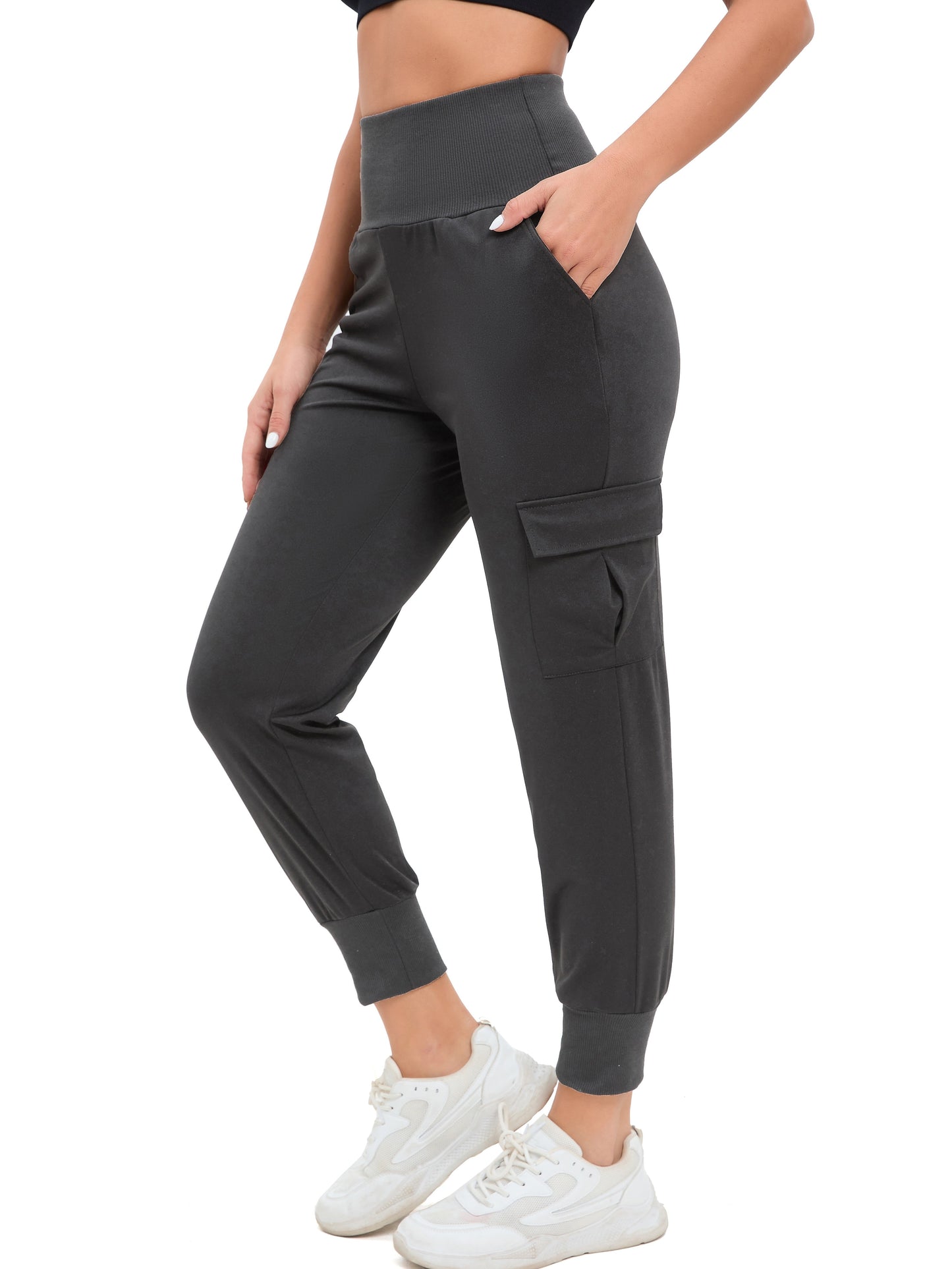 Antmvs Loose Slant Pocket Yoga Jogger Pants, Casual Sweatpants High Waist Quick Running Training Sports Athletic Sweatpants, Women's Athleisure