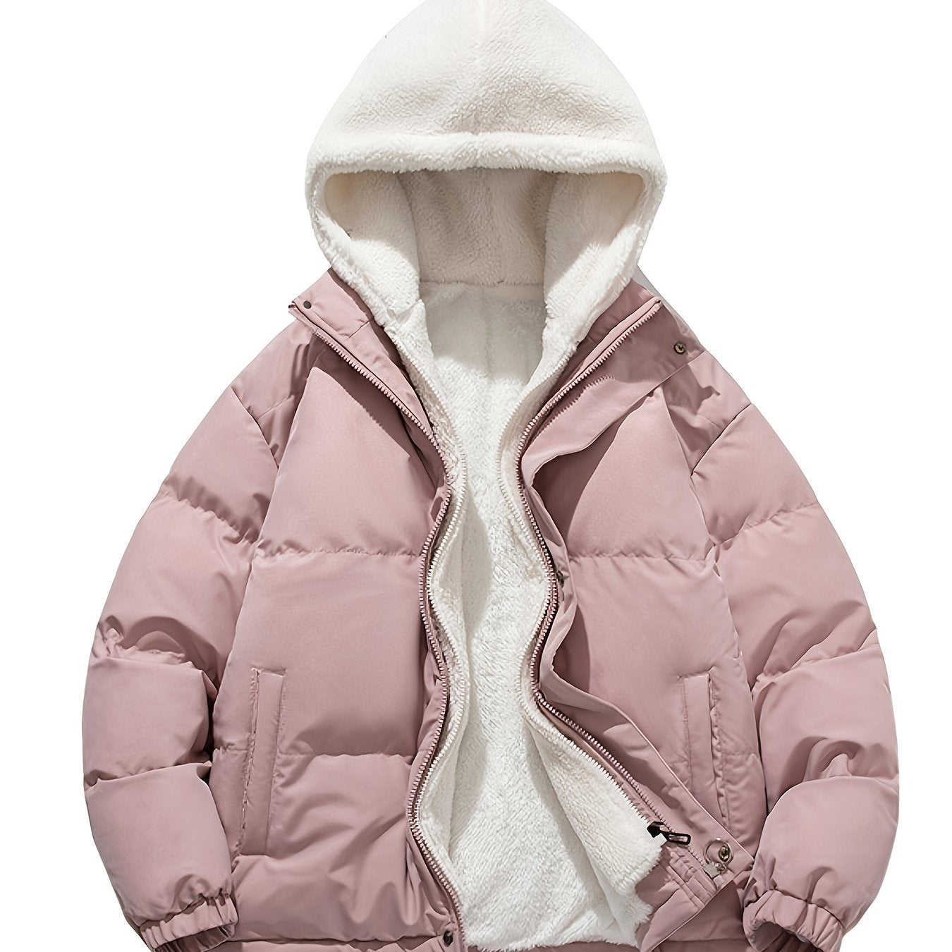 Antmvs Unisex Warm Fleece Hooded Winter Jacket, Casual Cotton Padded Coat For Men And Women Couples Fall Winter