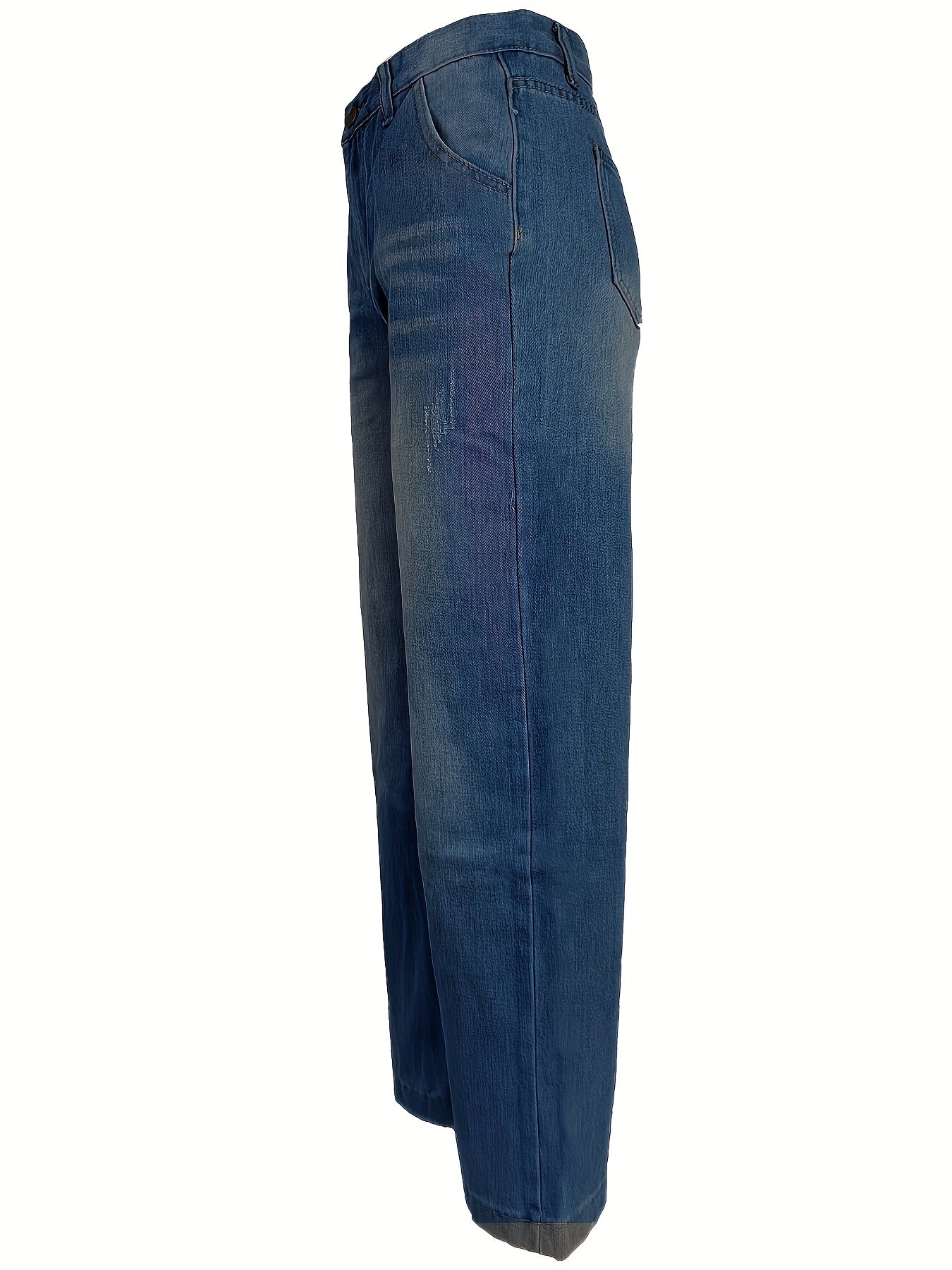 Antmvs Retro Style Loose Fit Straight Jeans, Slash Pockets Non-Stretch Baggy Denim Pants, Women's Denim Jeans & Clothing
