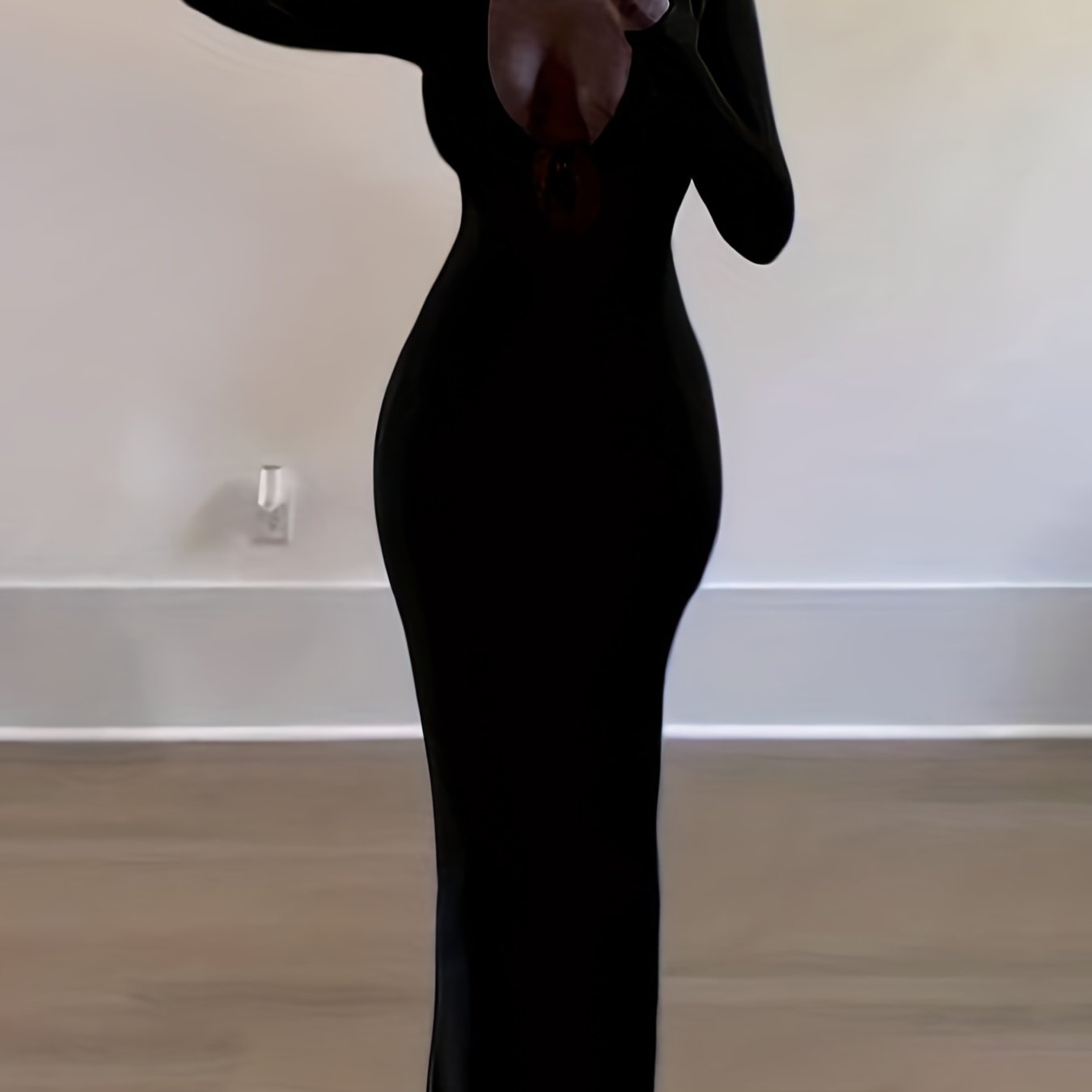 Antmvs Women's V Neck Ruched Sweater Dresses Puff Long Sleeve Sexy Side Slit Midi Knit Dress
