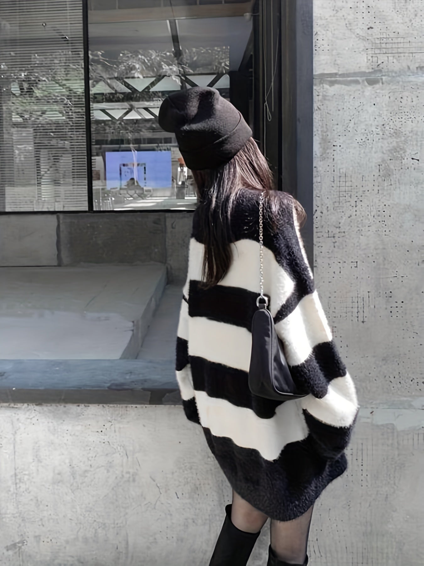 Antmvs Color Block Striped Knit Sweater, Casual Crew Neck Long Sleeve Sweater For Spring & Fall, Women's Clothing