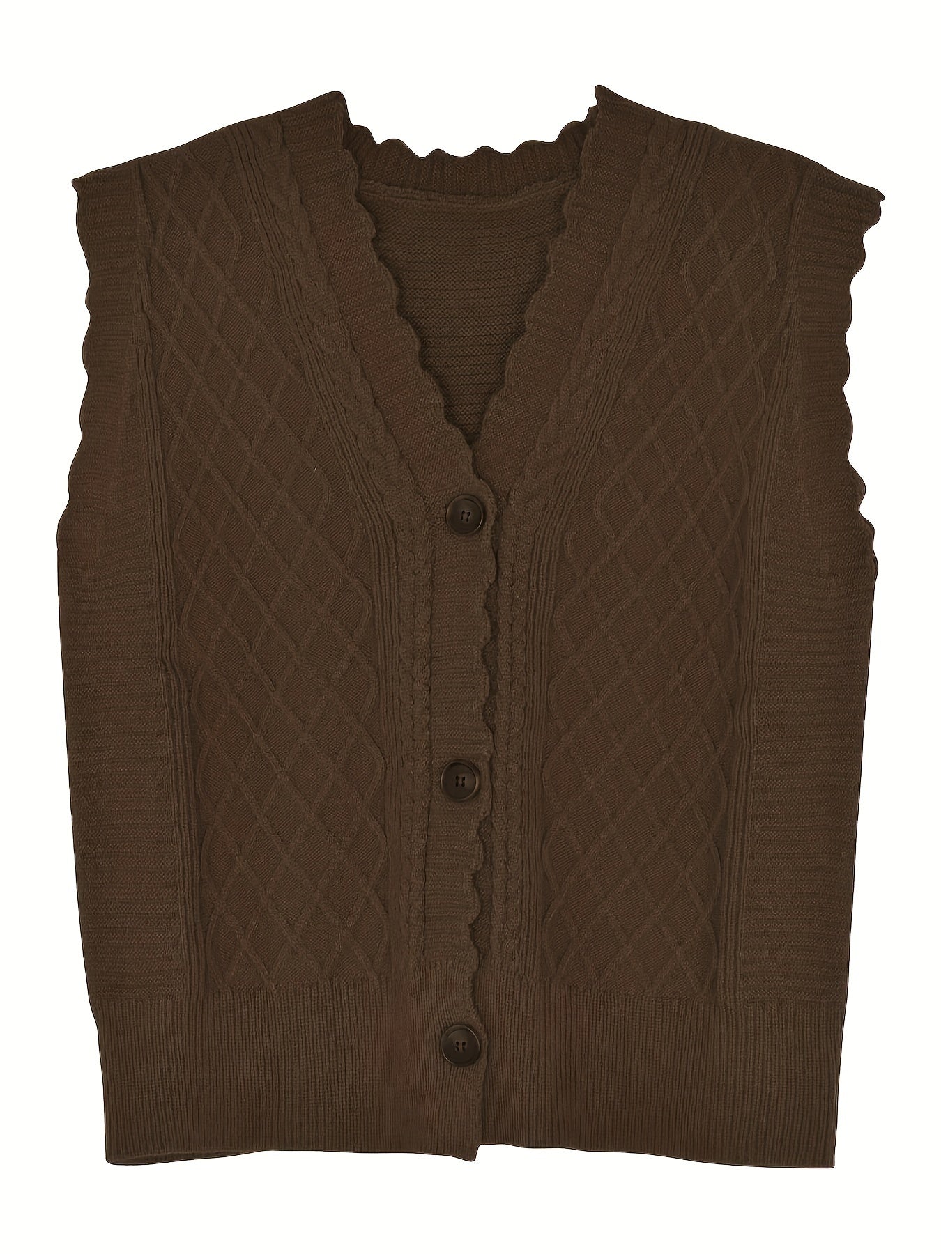 Antmvs Button Front V Neck Vest, Casual Sleeveless Tank Vest For Fall & Winter, Women's Clothing