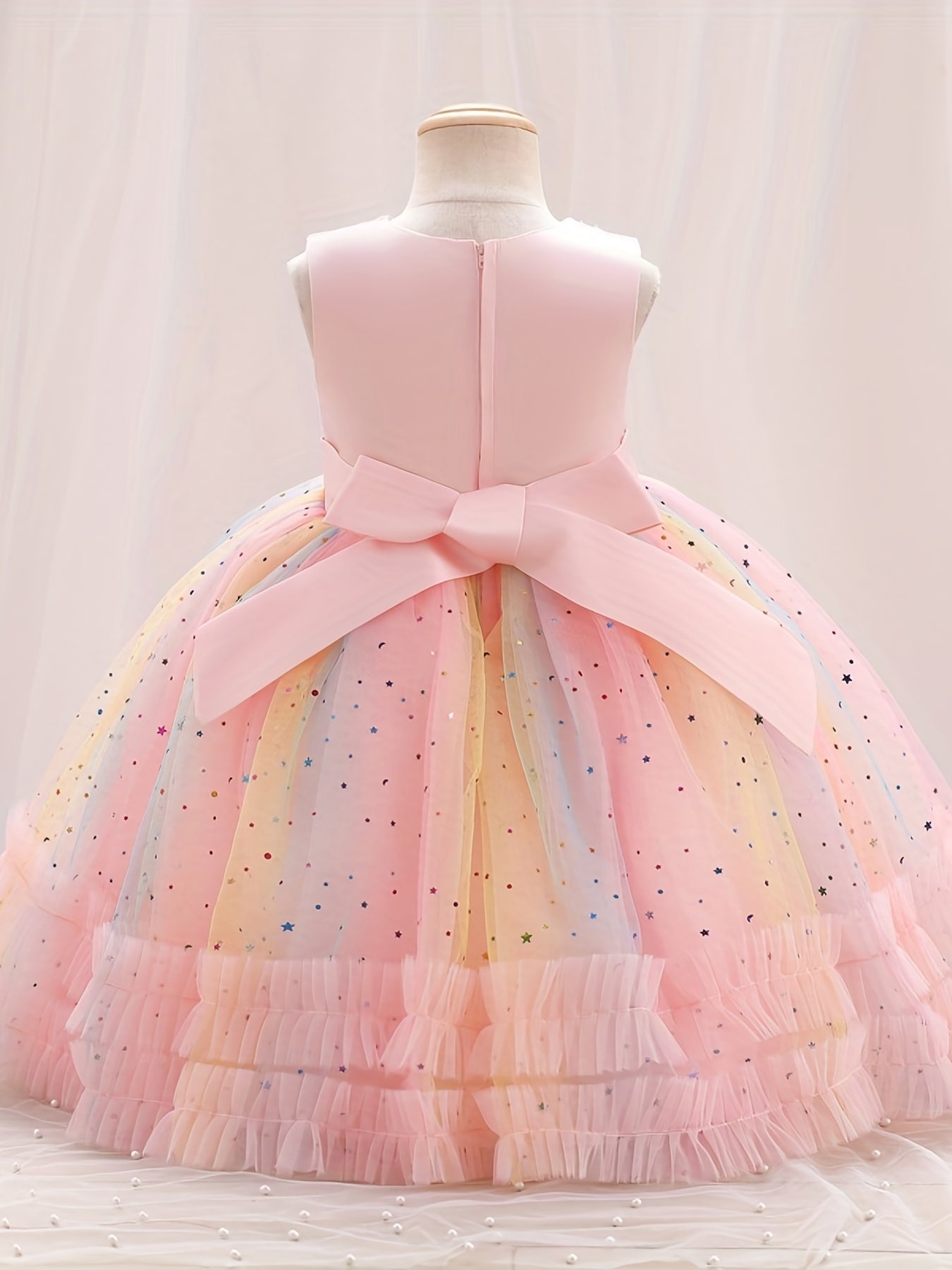 One-year-old Girls Dreamy Princess Gauze Dress - Elegant & Fluffy Formal Wear for Stylish Show-Stoppers - Perfect Birthday Party Outfit, Soft & Breathable
