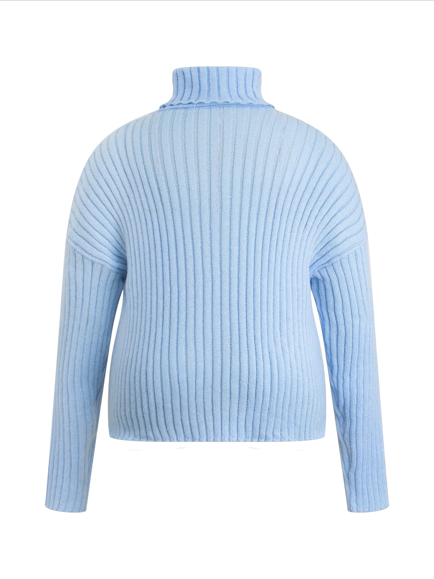 Antmvs Plus Size Casual Sweater, Women's Plus Plain Ribbed Long Sleeve Turtle Neck Sweater